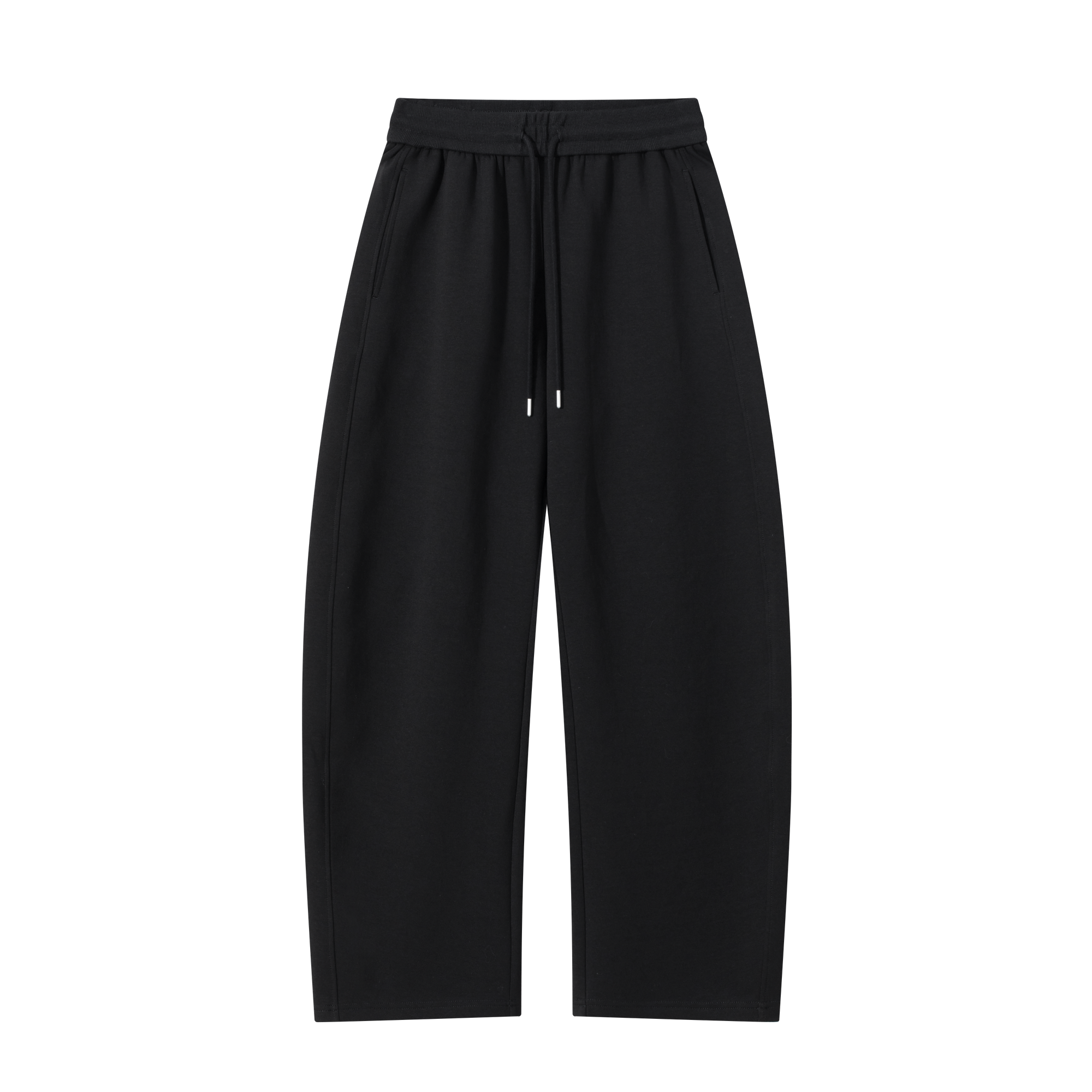 Black Structured Machete Cut Slouchy Banana Sweatpants