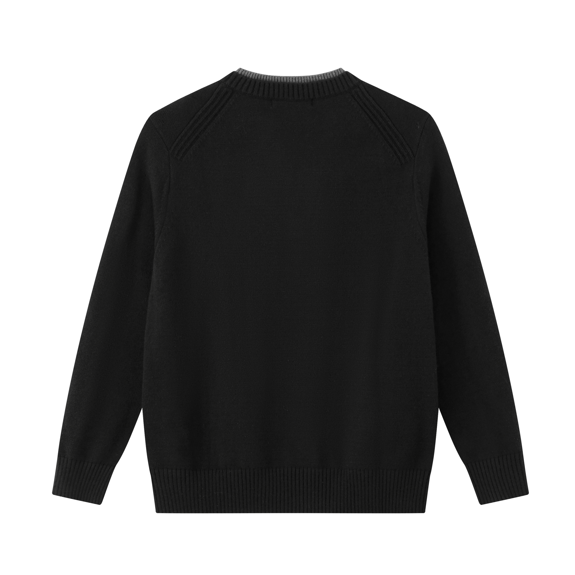 Sheep Wool Blend V-neck Fake Two-piece Knit Sweater In Black