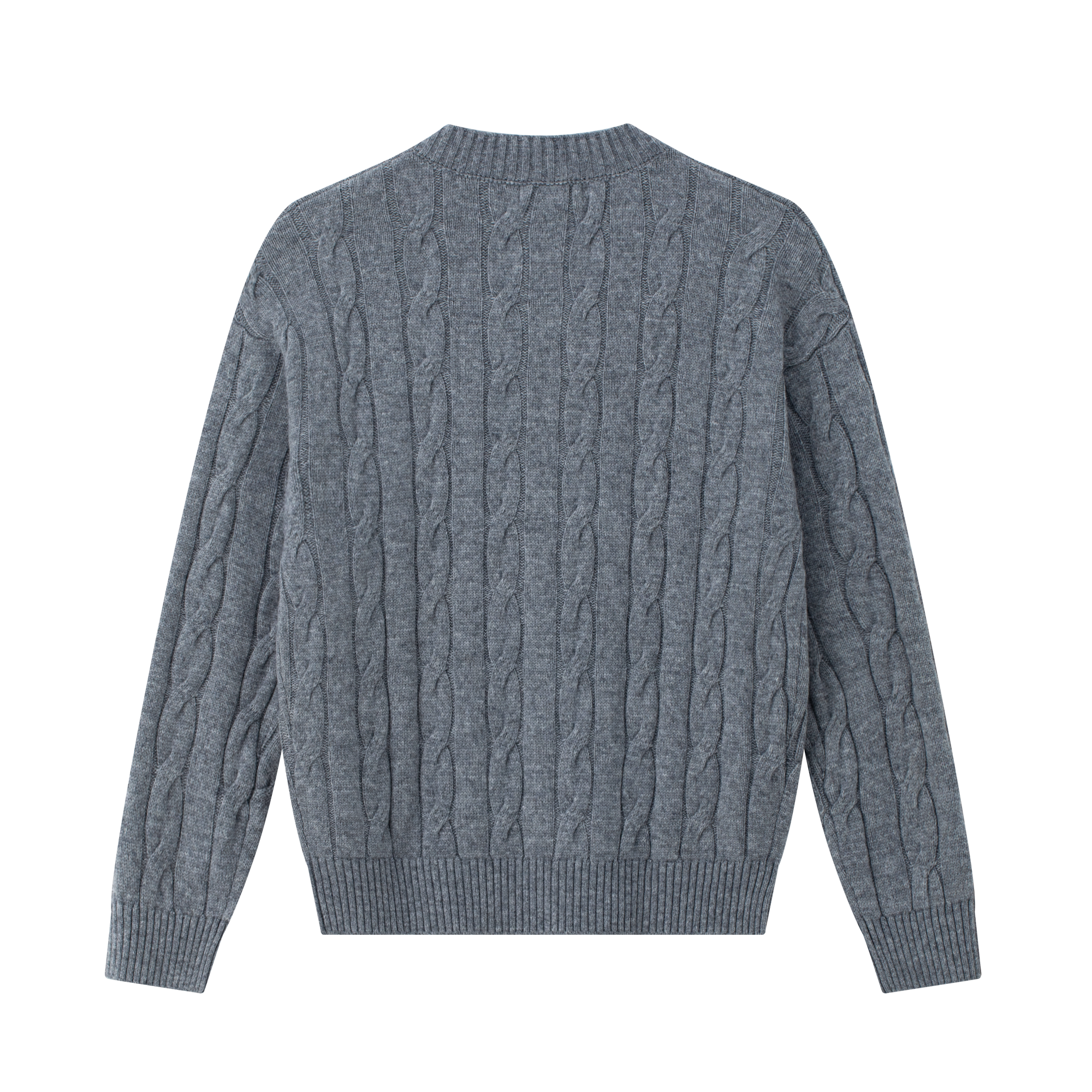 Dark Grey Lazy Style Wool Blend Cable Knit Cardigan