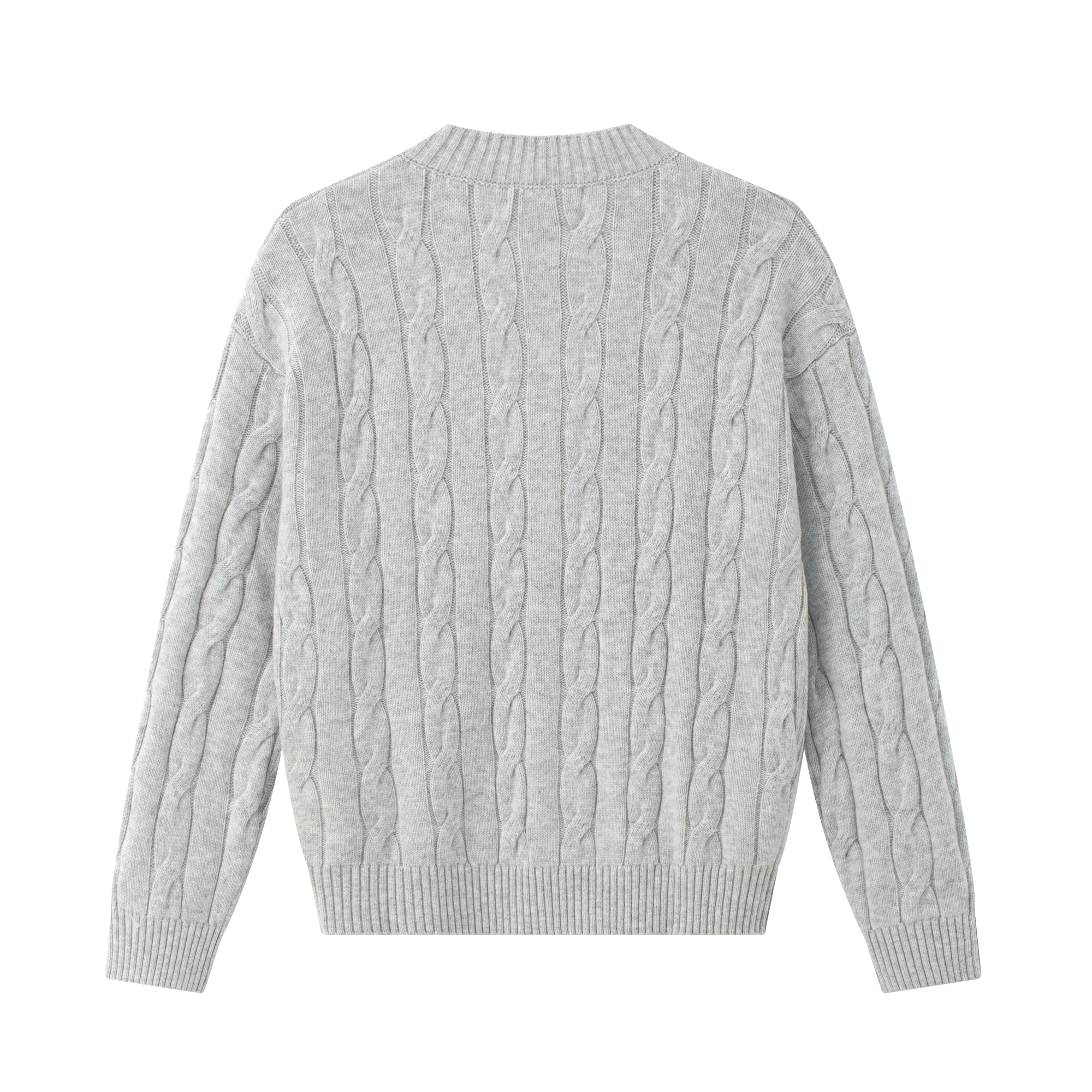 Light Gray Lazy Style Wool Blend Cable Knit Cardigan