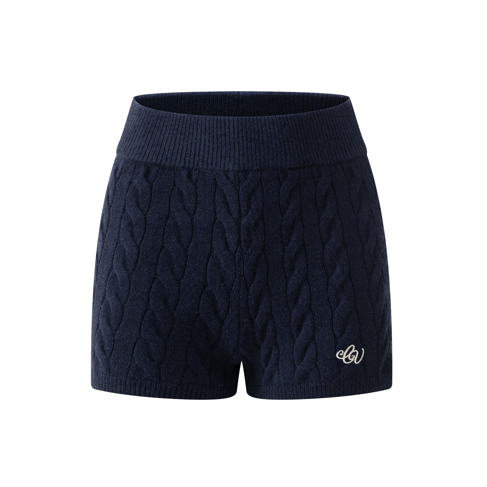 Navy Blue Cable Knit Suit Shorts