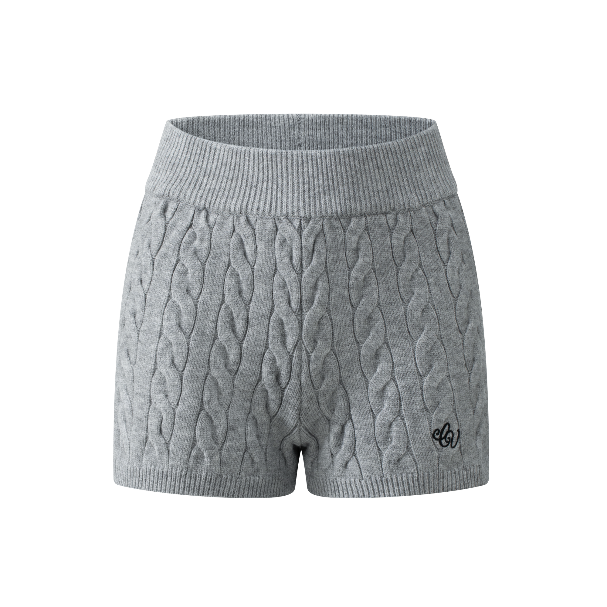 Grey Cable Knit Suit Shorts