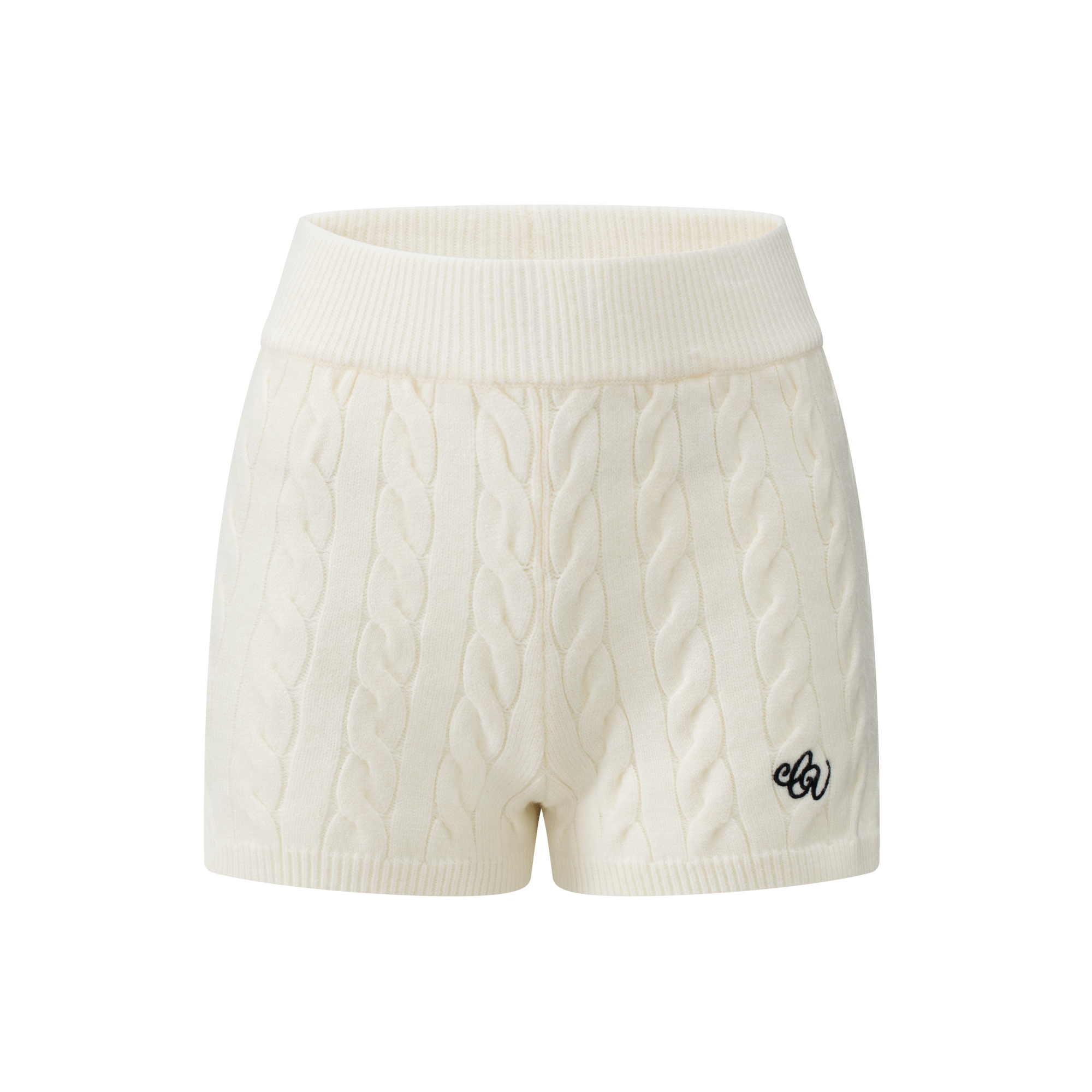 Beige Cable Knit Suit Shorts