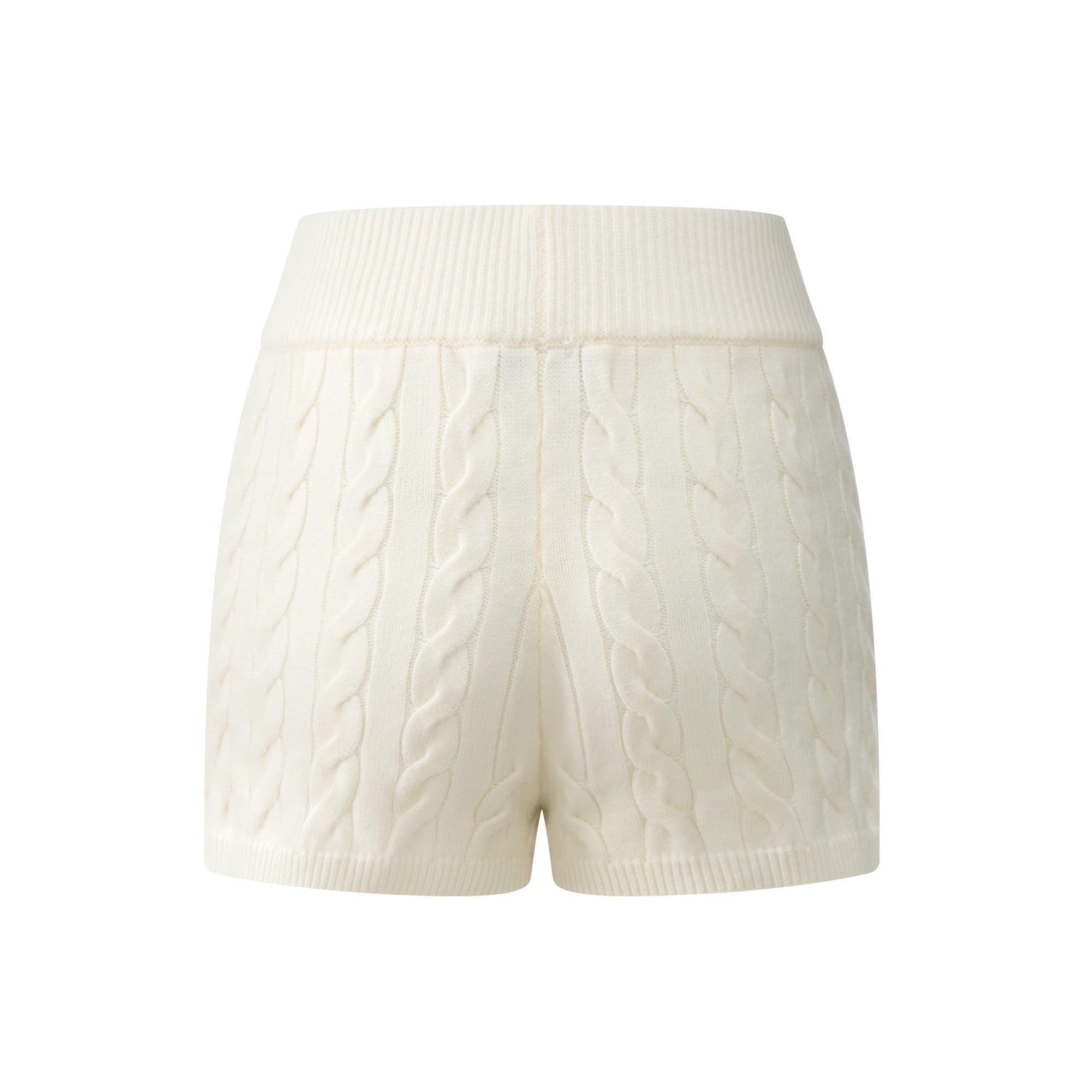Beige Cable Knit Suit Shorts