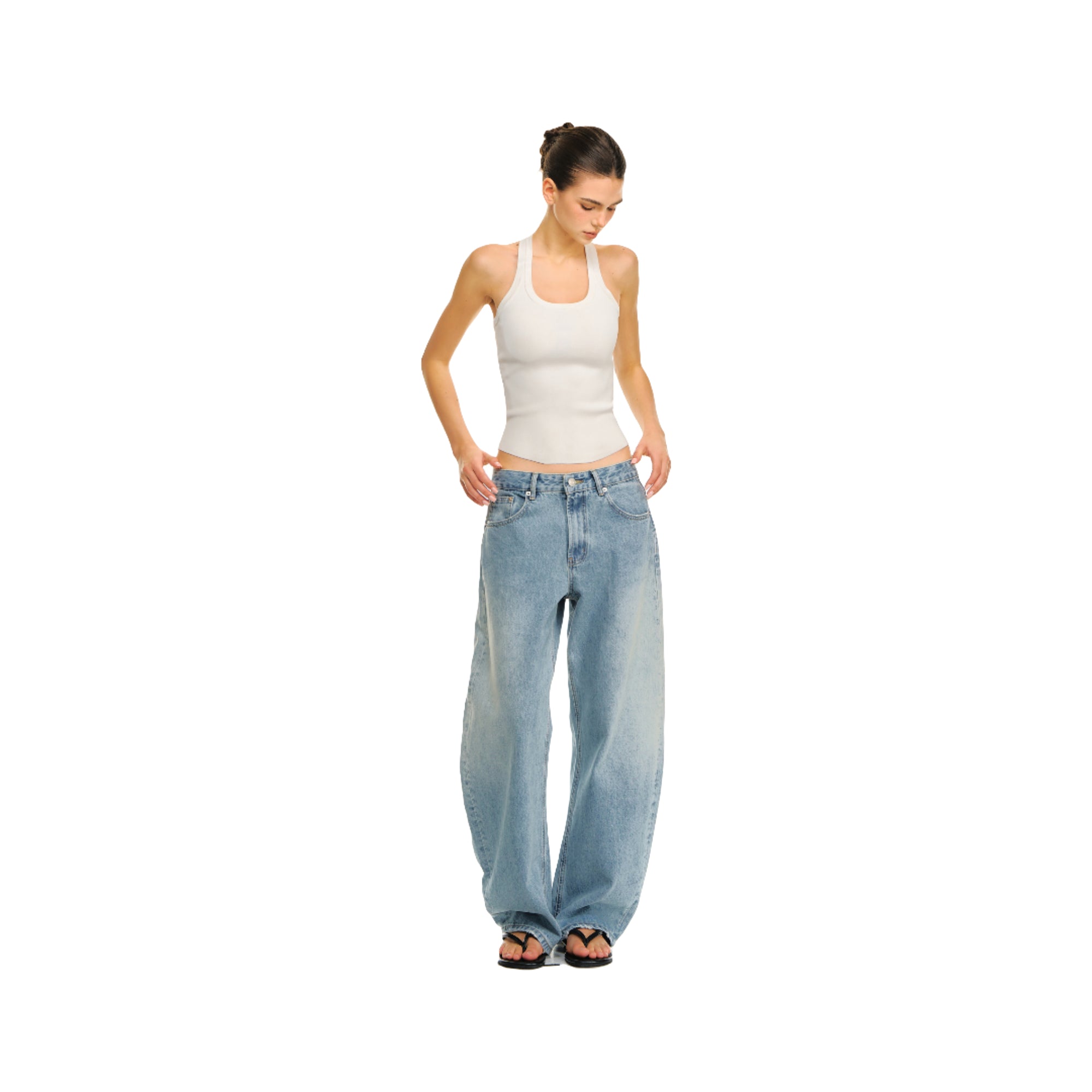 Light Blue Washed Scimitar Cocoon Gallery Jeans