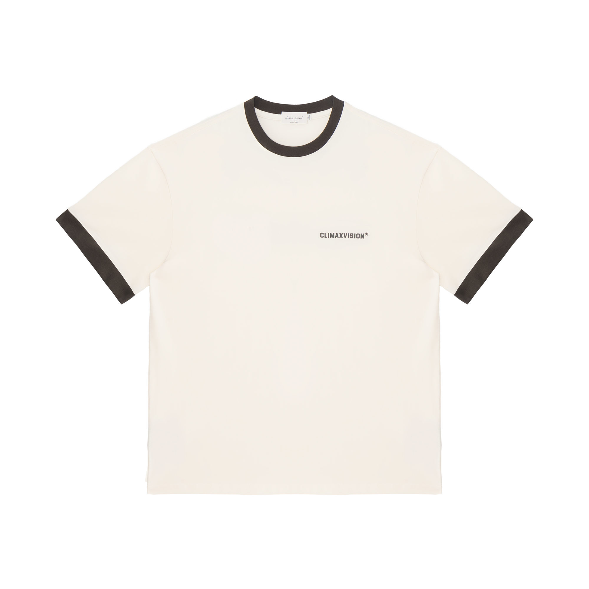 Light Cream Colorblock Logo Print Casual Short Sleeves