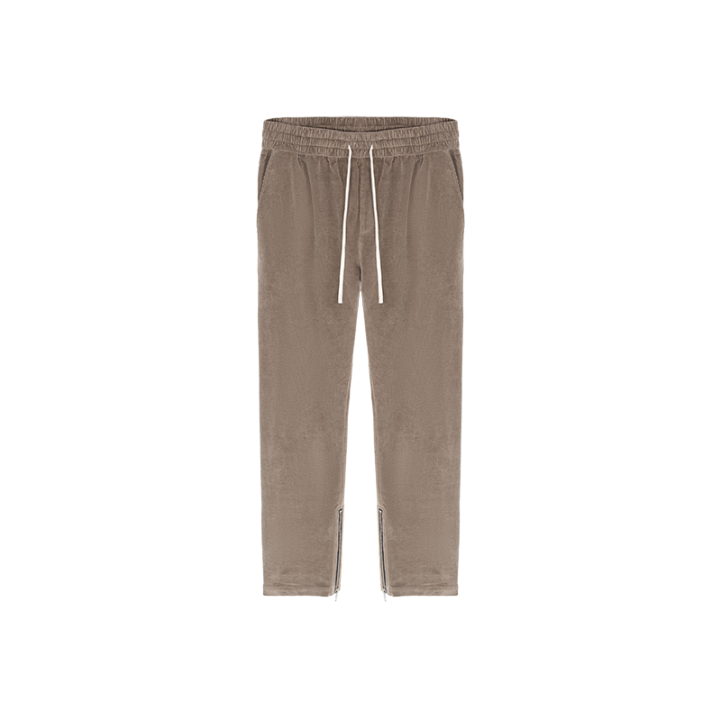 Khaki Grey Corduroy Trousers with Inner Slits