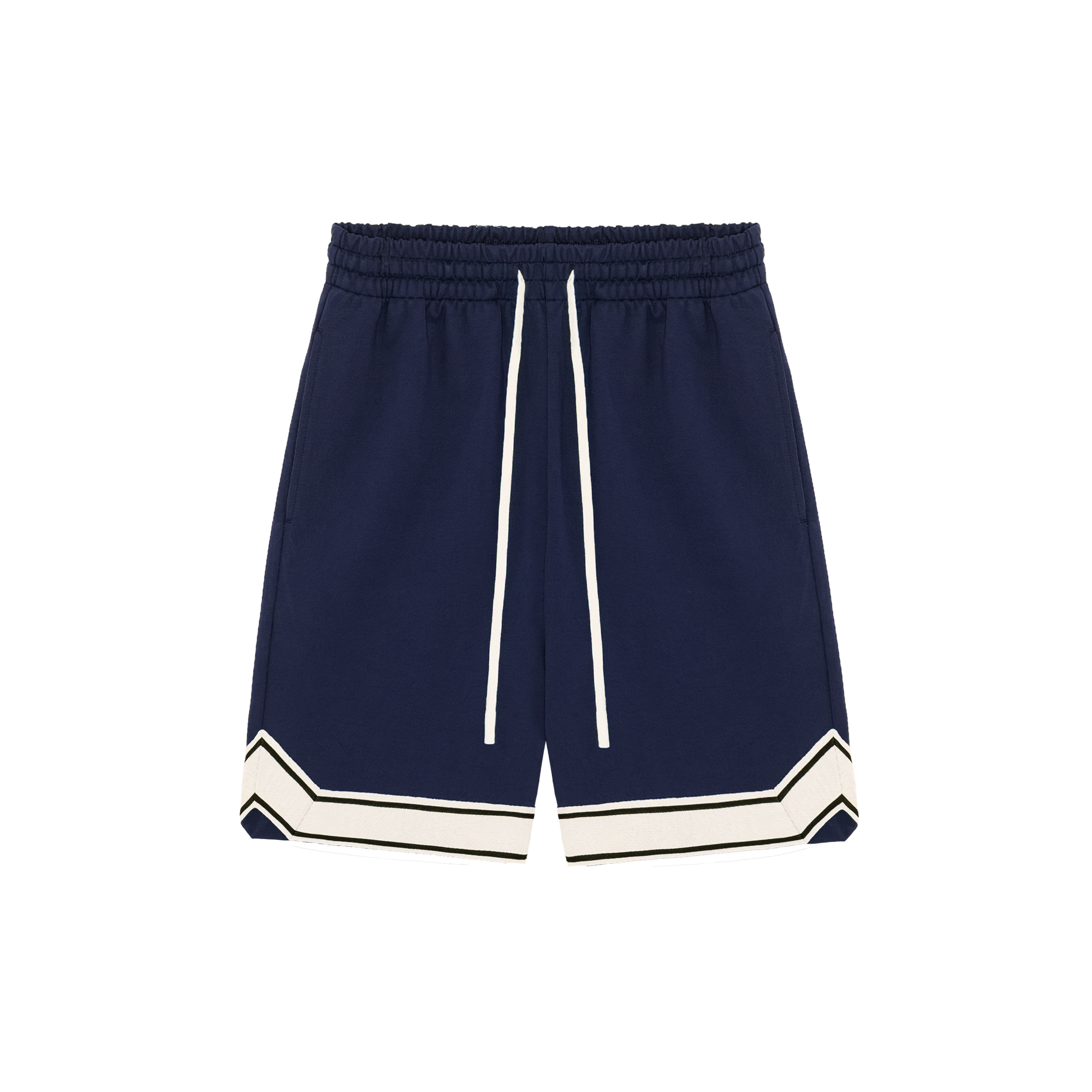 Navy Striped Hem Shorts