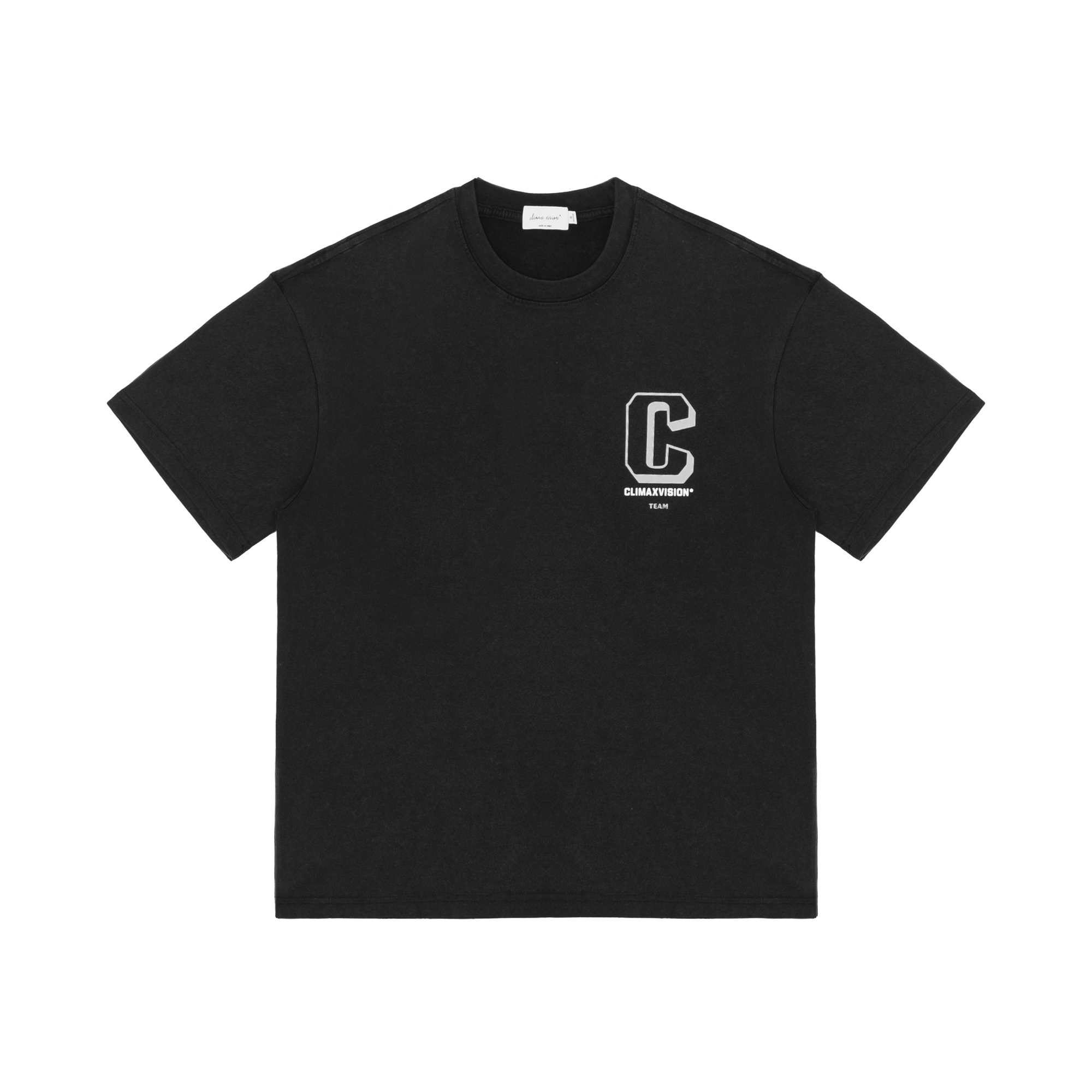 Black And White Washed Retro C Logo Print Short Sleeves