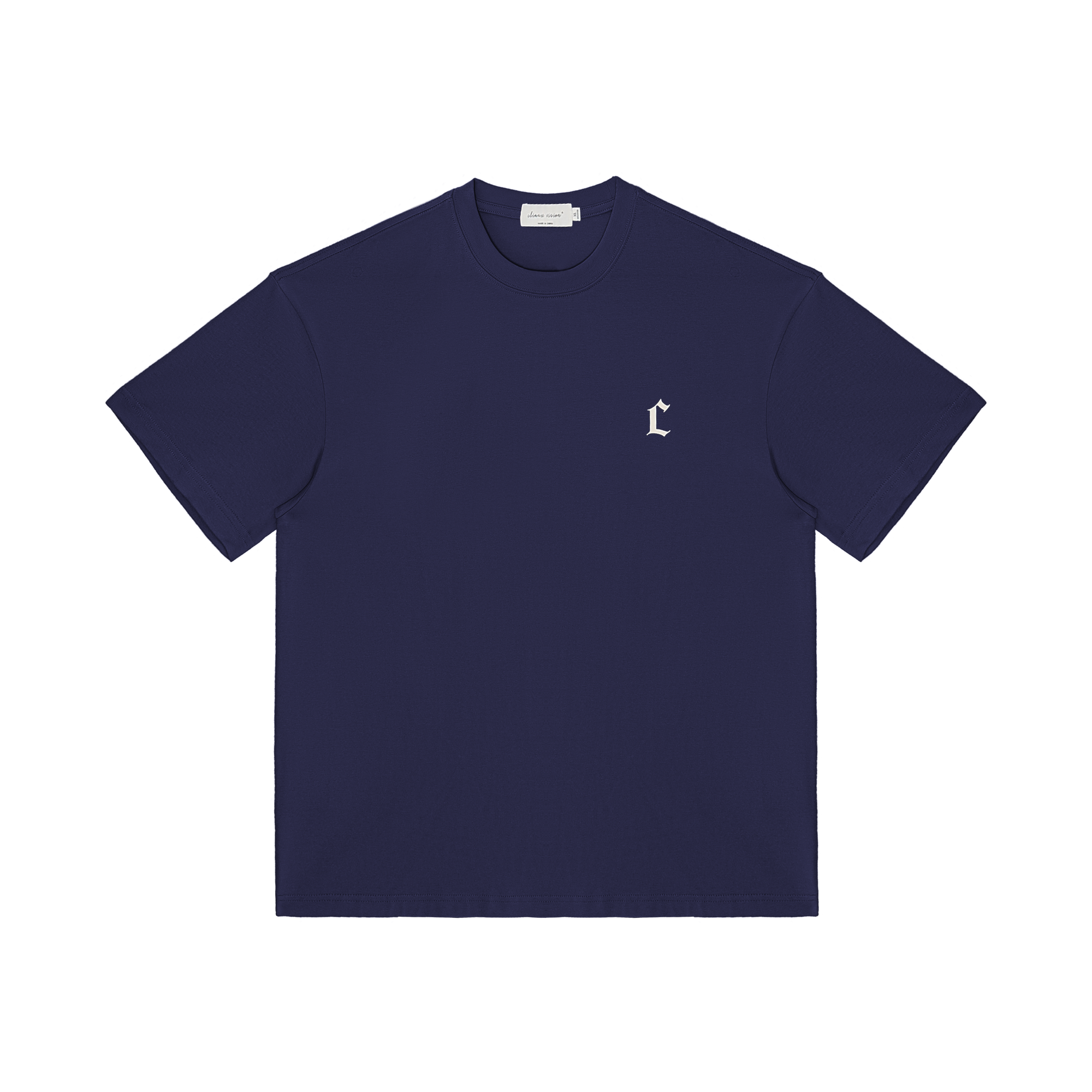Navy Blue Letter Drop Print Casual Short Sleeves