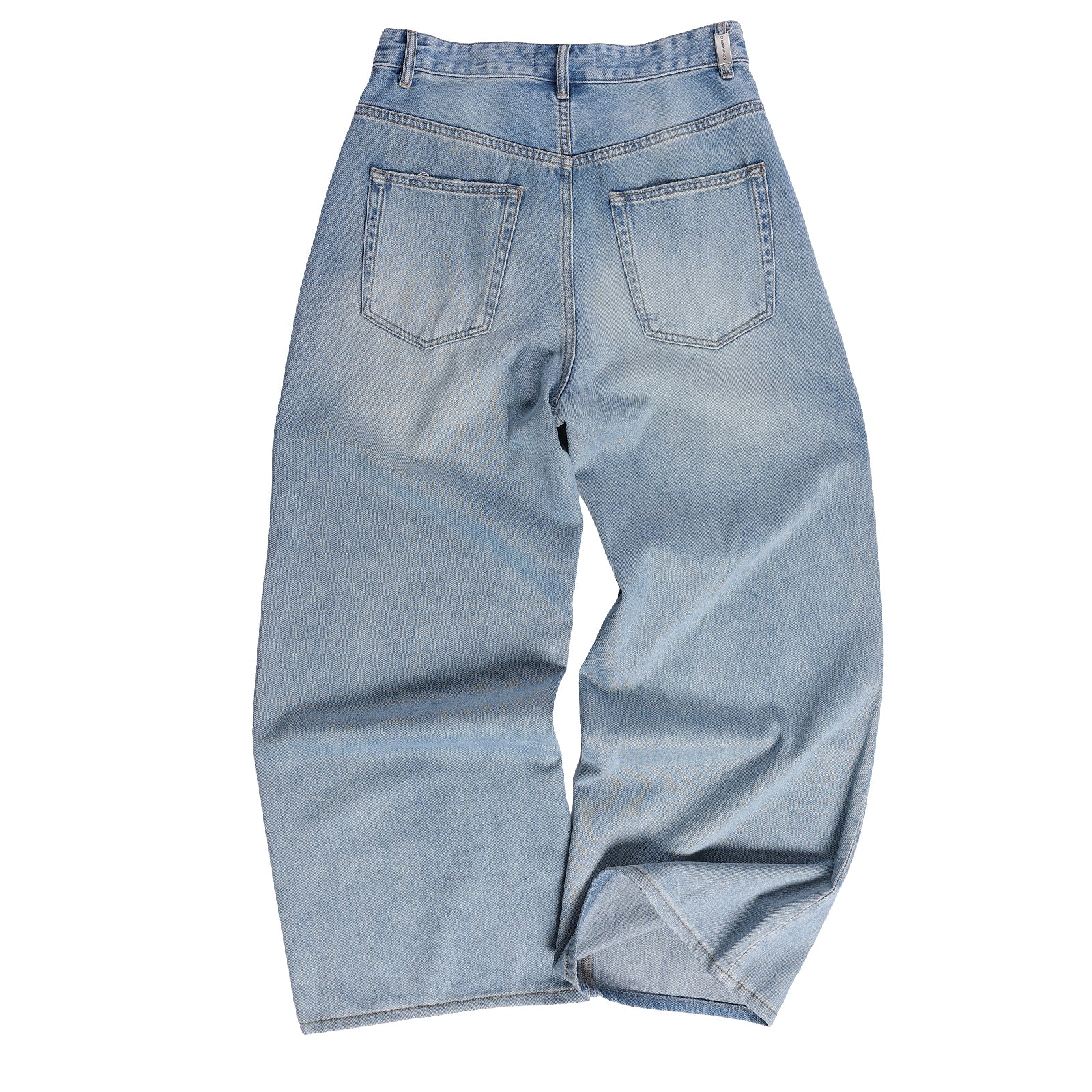 Light Vintage Wash Mid-Rise Straight Jeans In Blue
