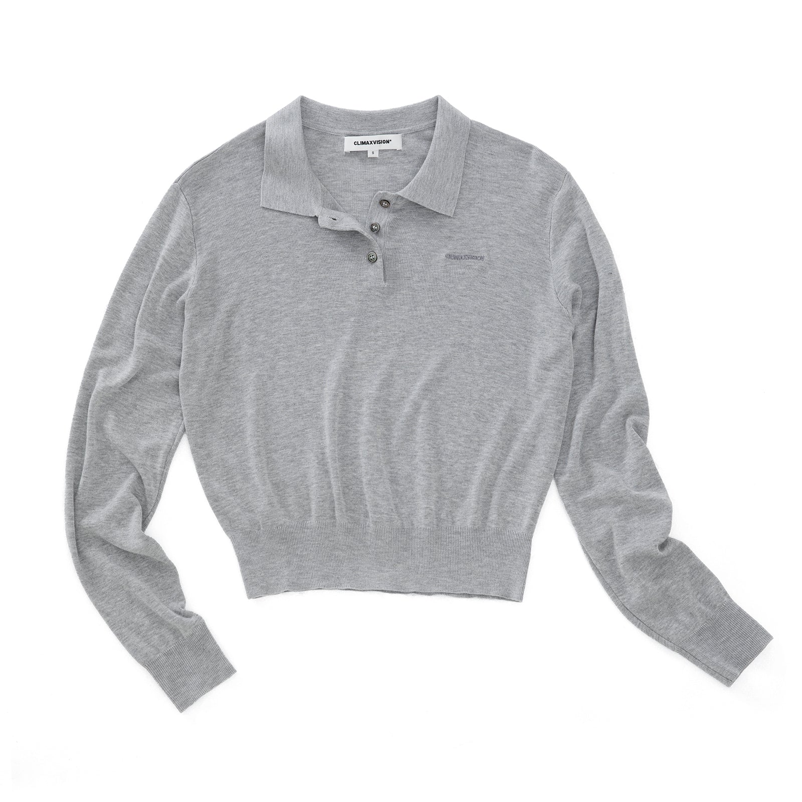 Lyocell Lapel Polo Long Sleeve Sweater In Gray