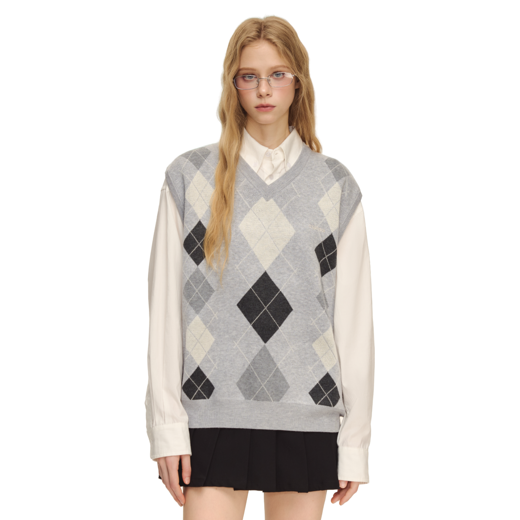 Diamond Check Knitted Vest