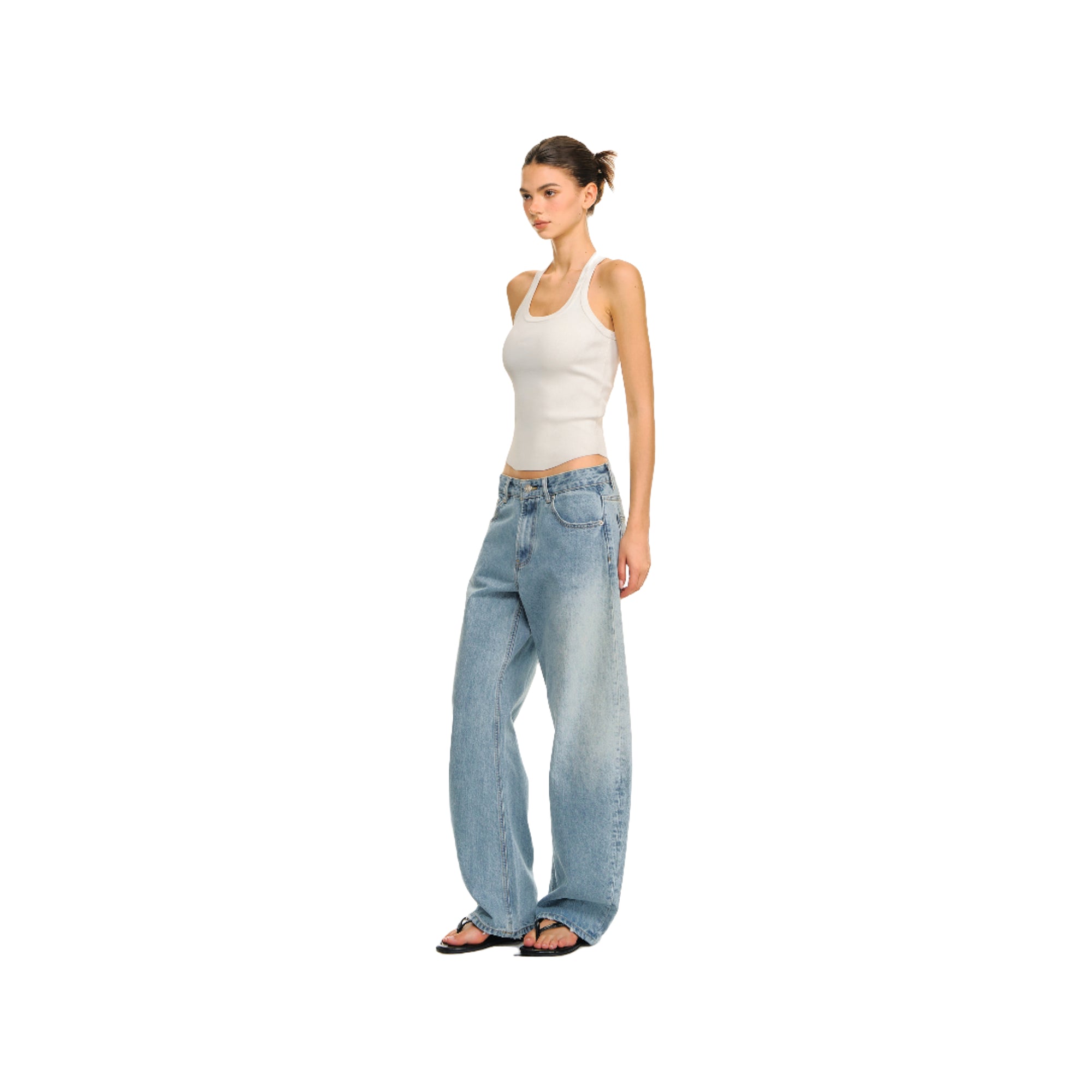 Light Blue Washed Scimitar Cocoon Gallery Jeans