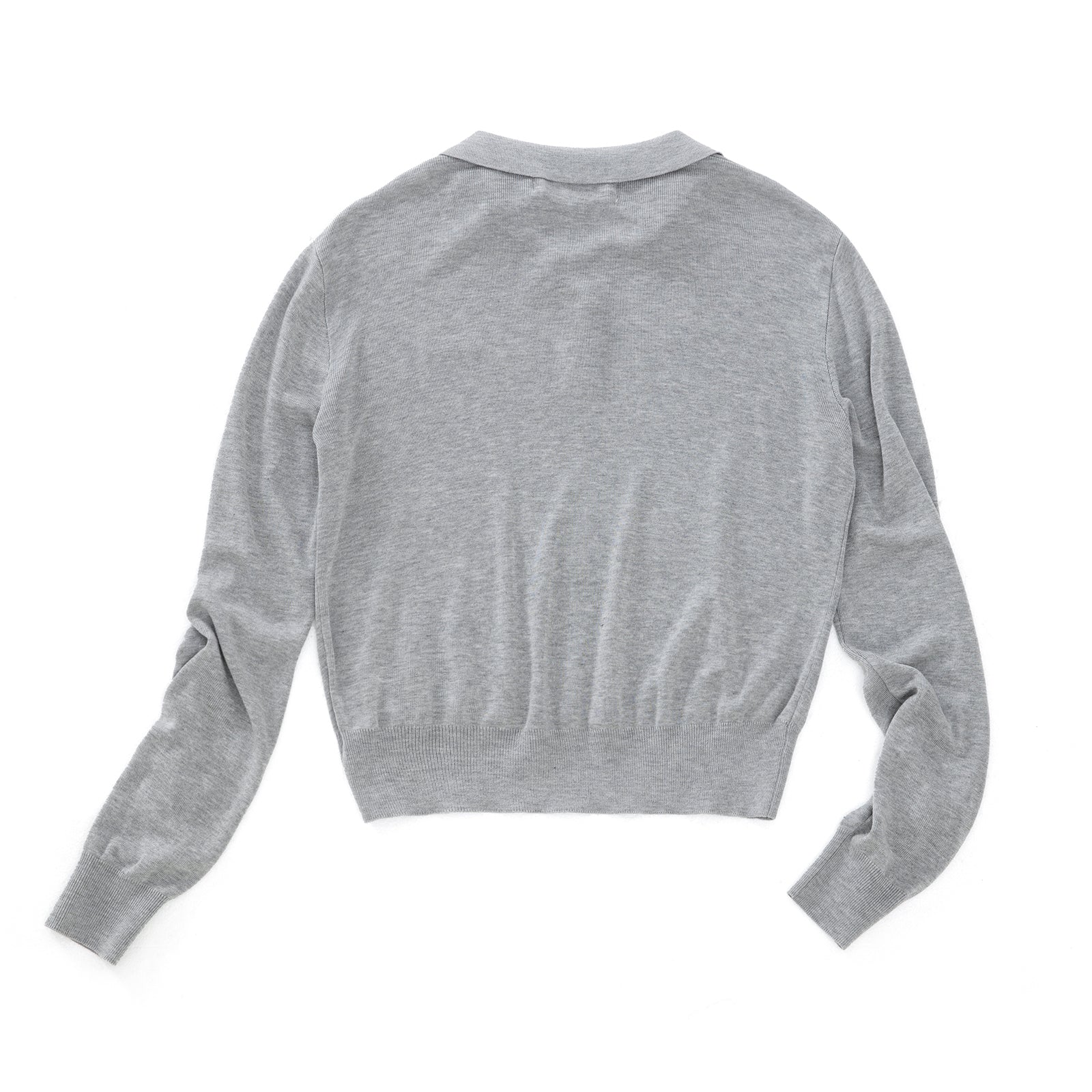 Lyocell Lapel Polo Long Sleeve Sweater In Gray