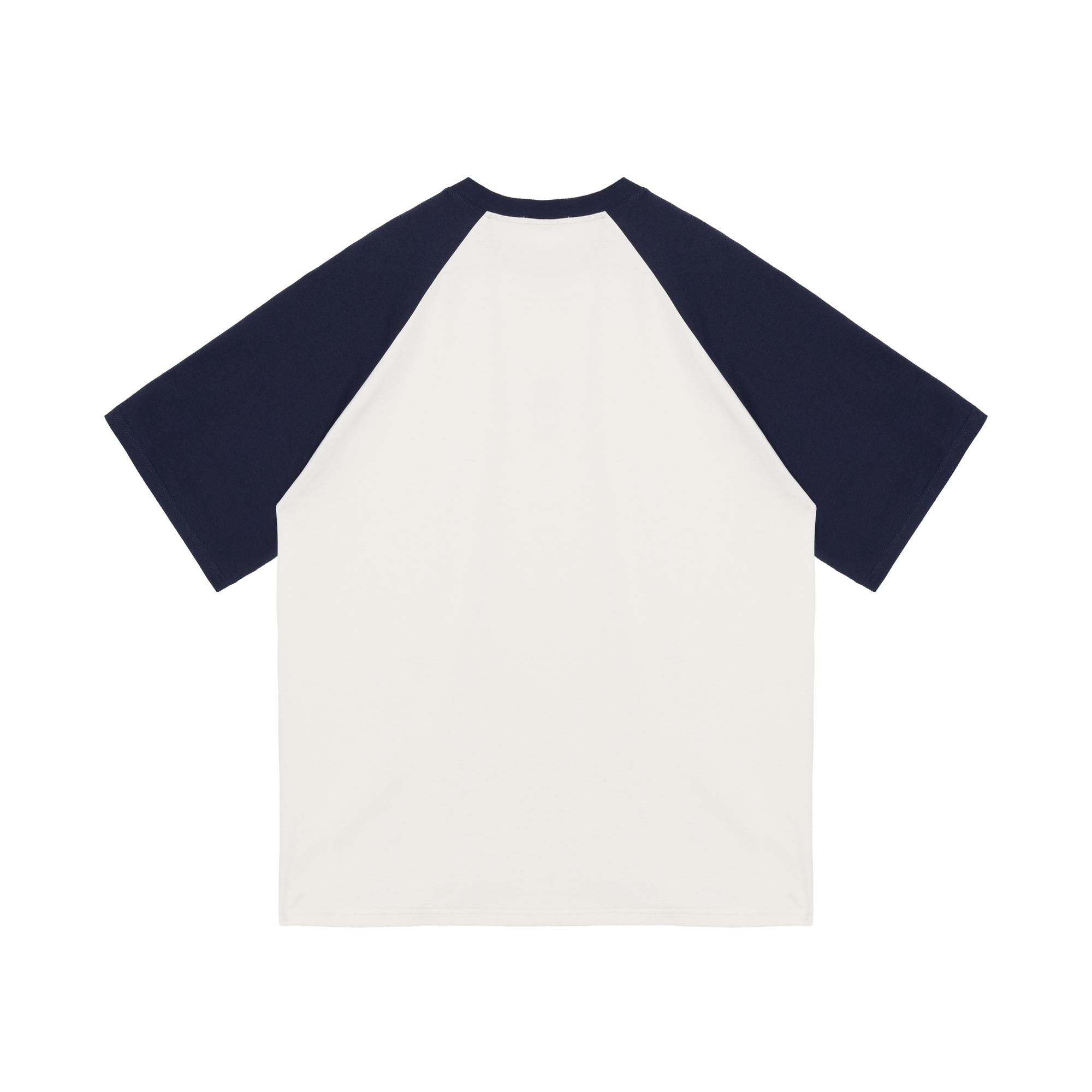 White And Navy Blue Colorblocked Foamed C Short Sleeves