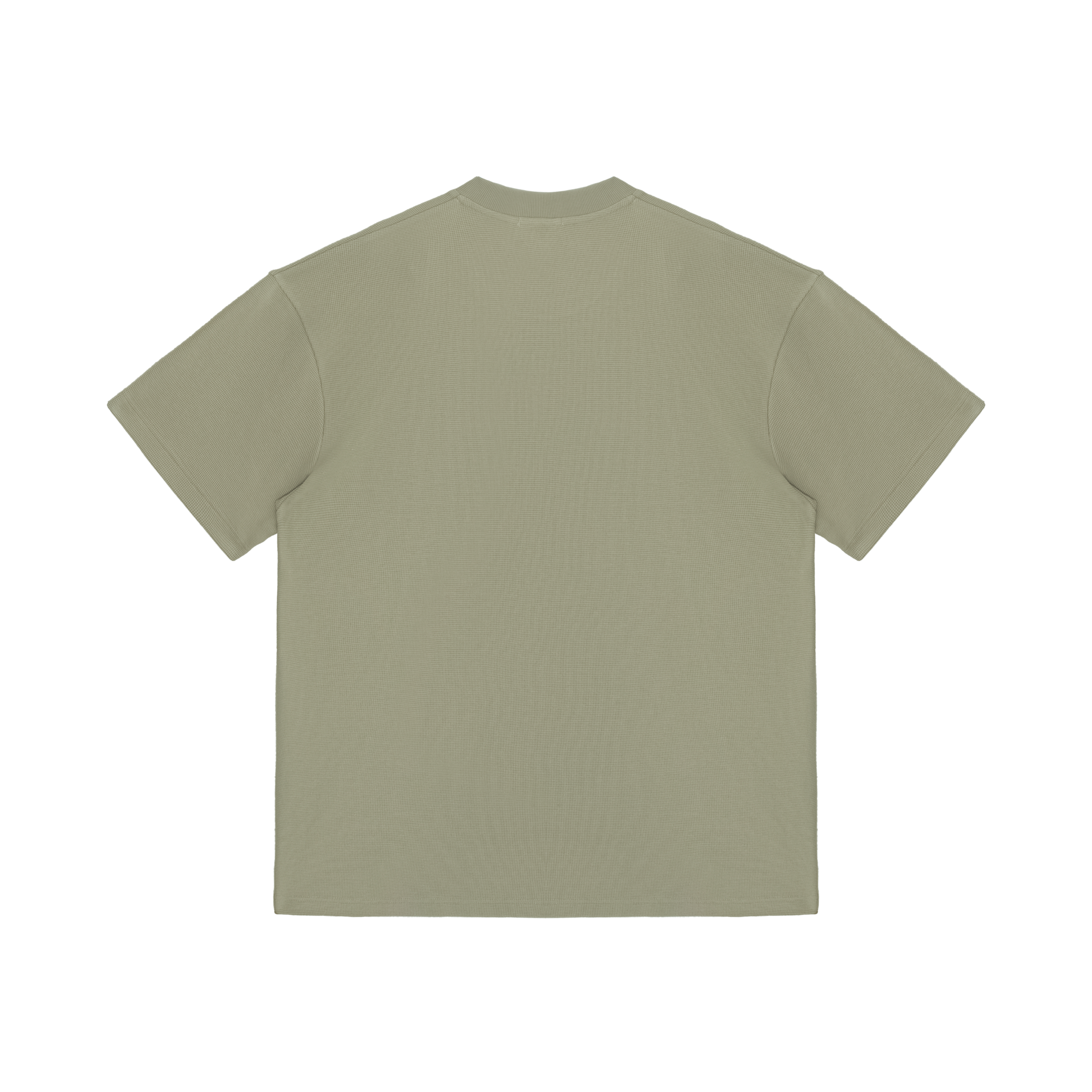 Gray Green Waffle Hem Slit Short Sleeves