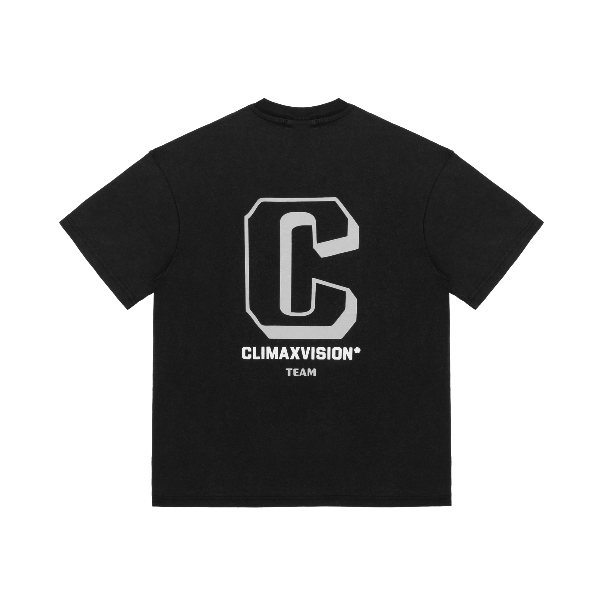 Black And White Washed Retro C Logo Print Short Sleeves