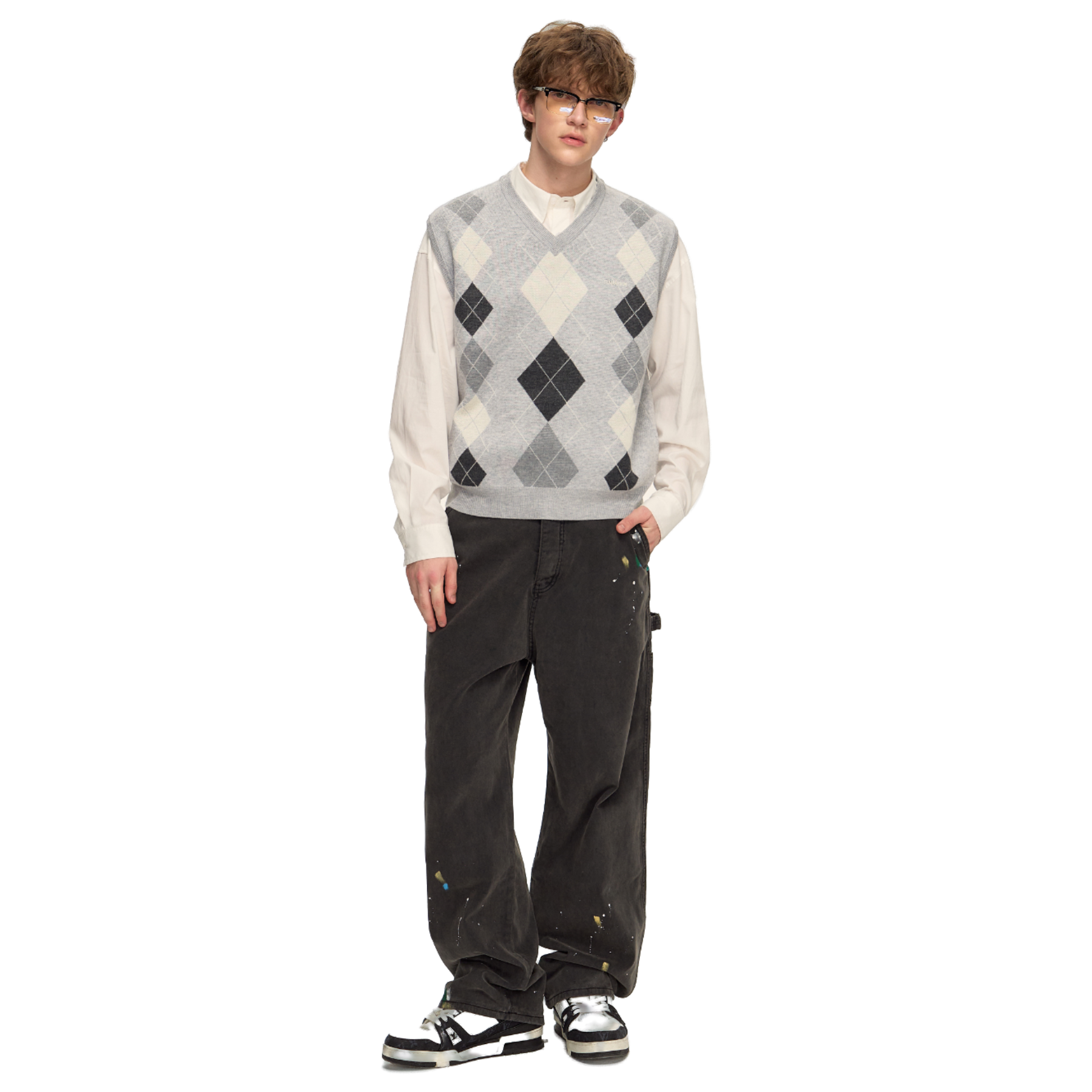 Diamond Check Knitted Vest