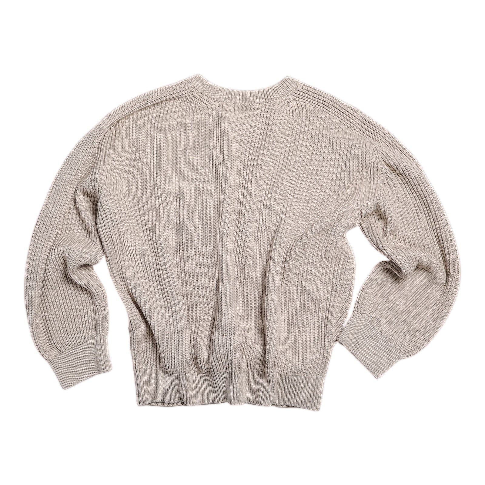 Combed Cotton Ribbed Raglan Sleeve Crew Neck Sweater In Khaki