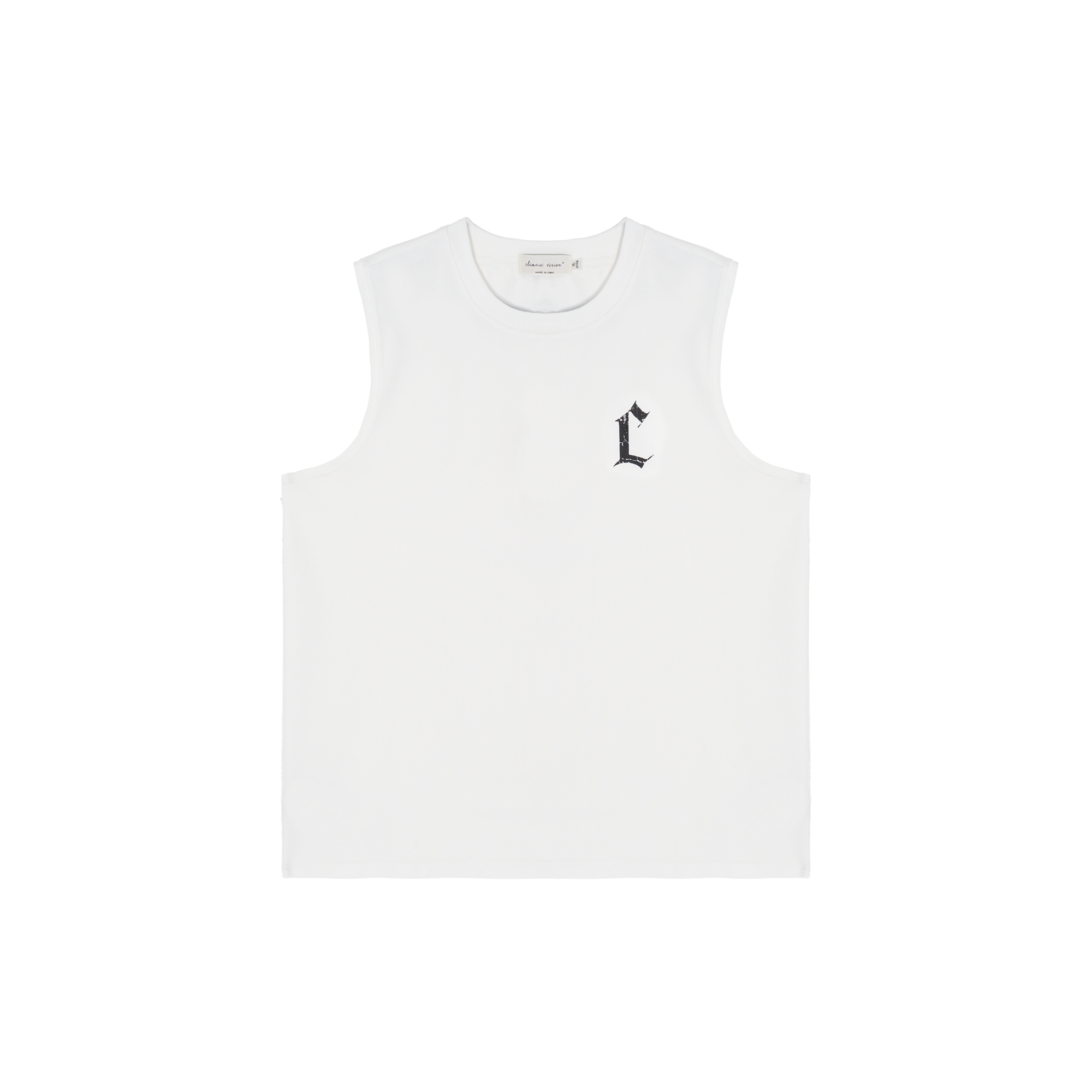 White Distressed C-print Casual Sports Vest