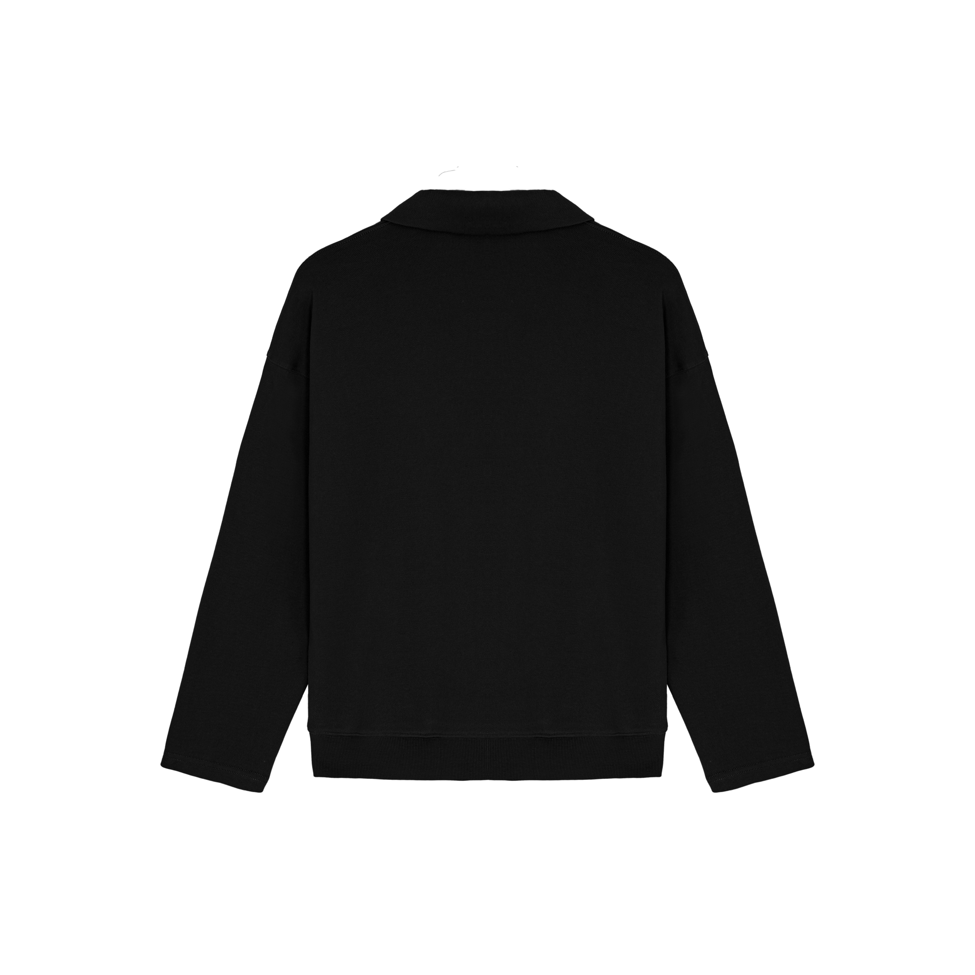 Black Double-breasted Lettering Polo Sweatshirt