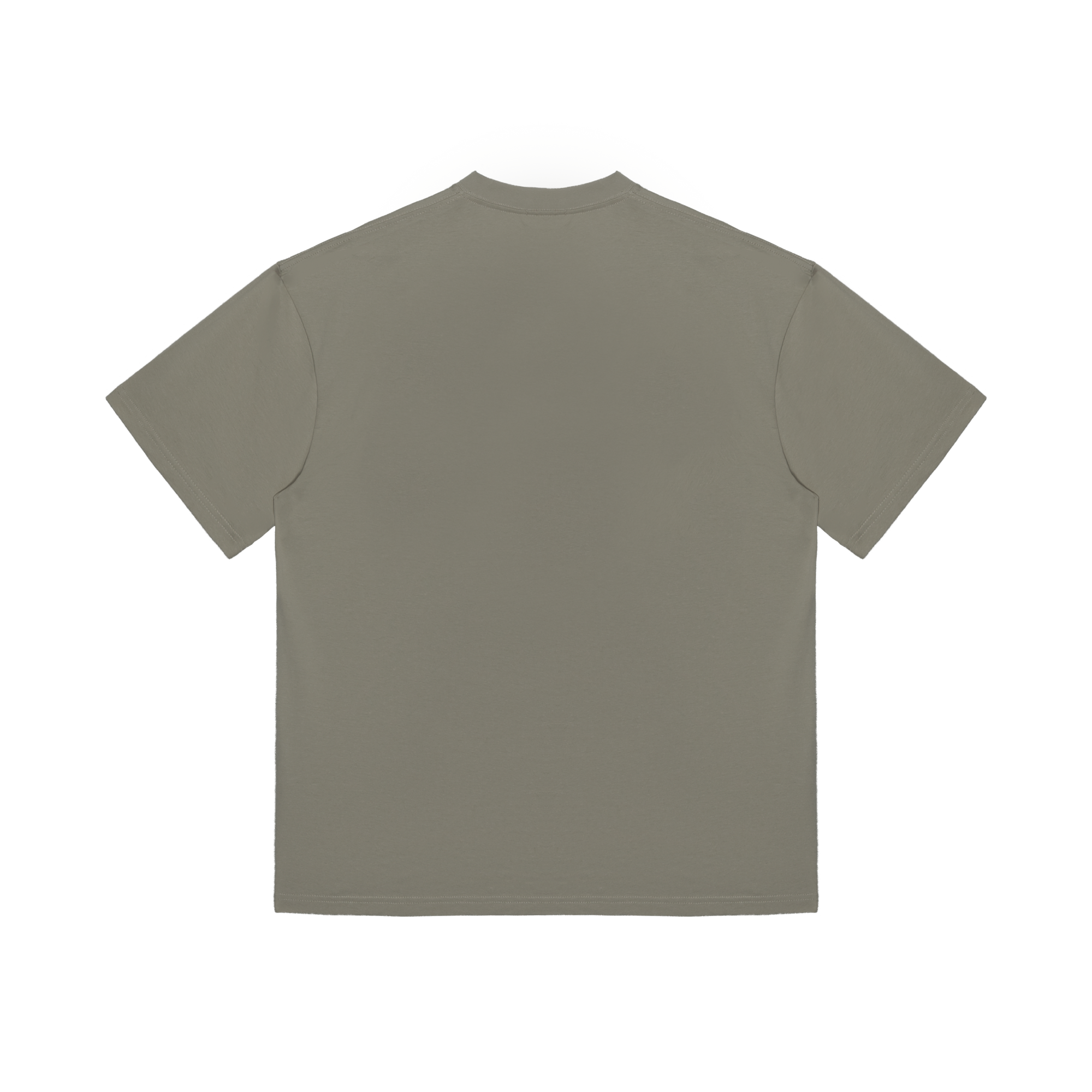 Khaki Grey Double Row Letter Flocked Short Sleeves