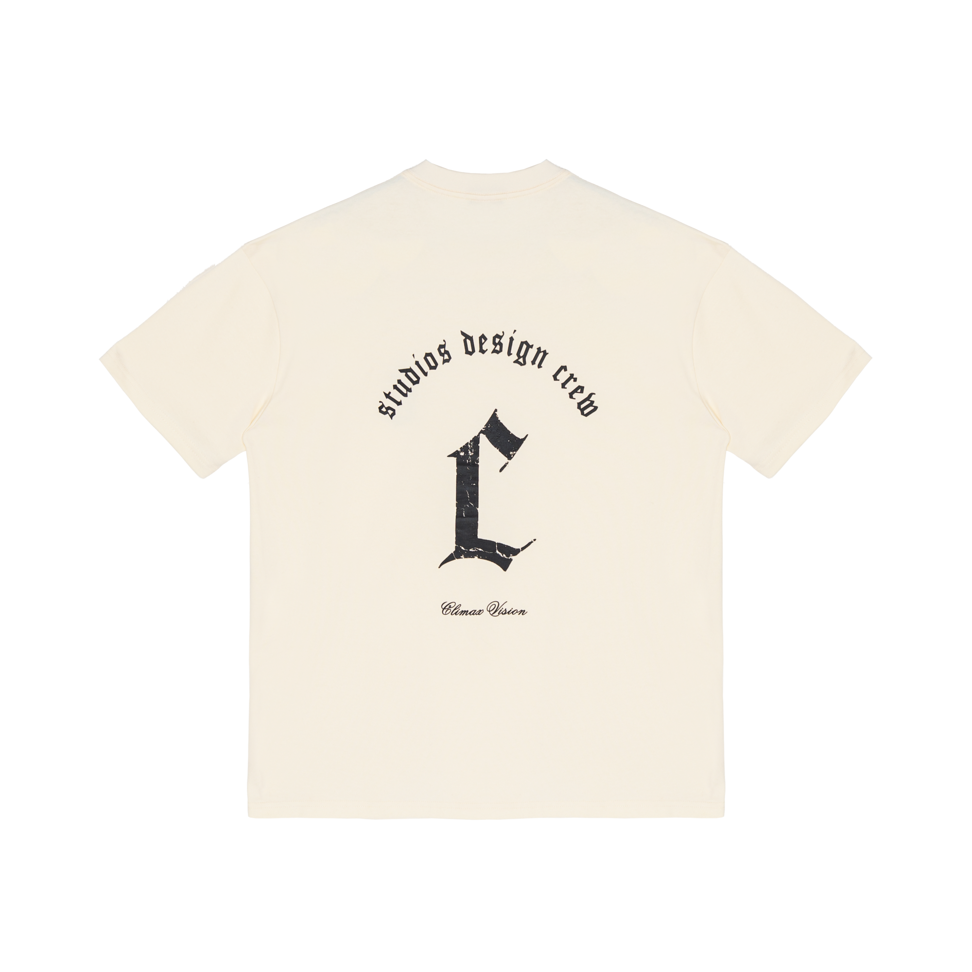 Cream Yellow Damaged C-shaped Short Sleeves