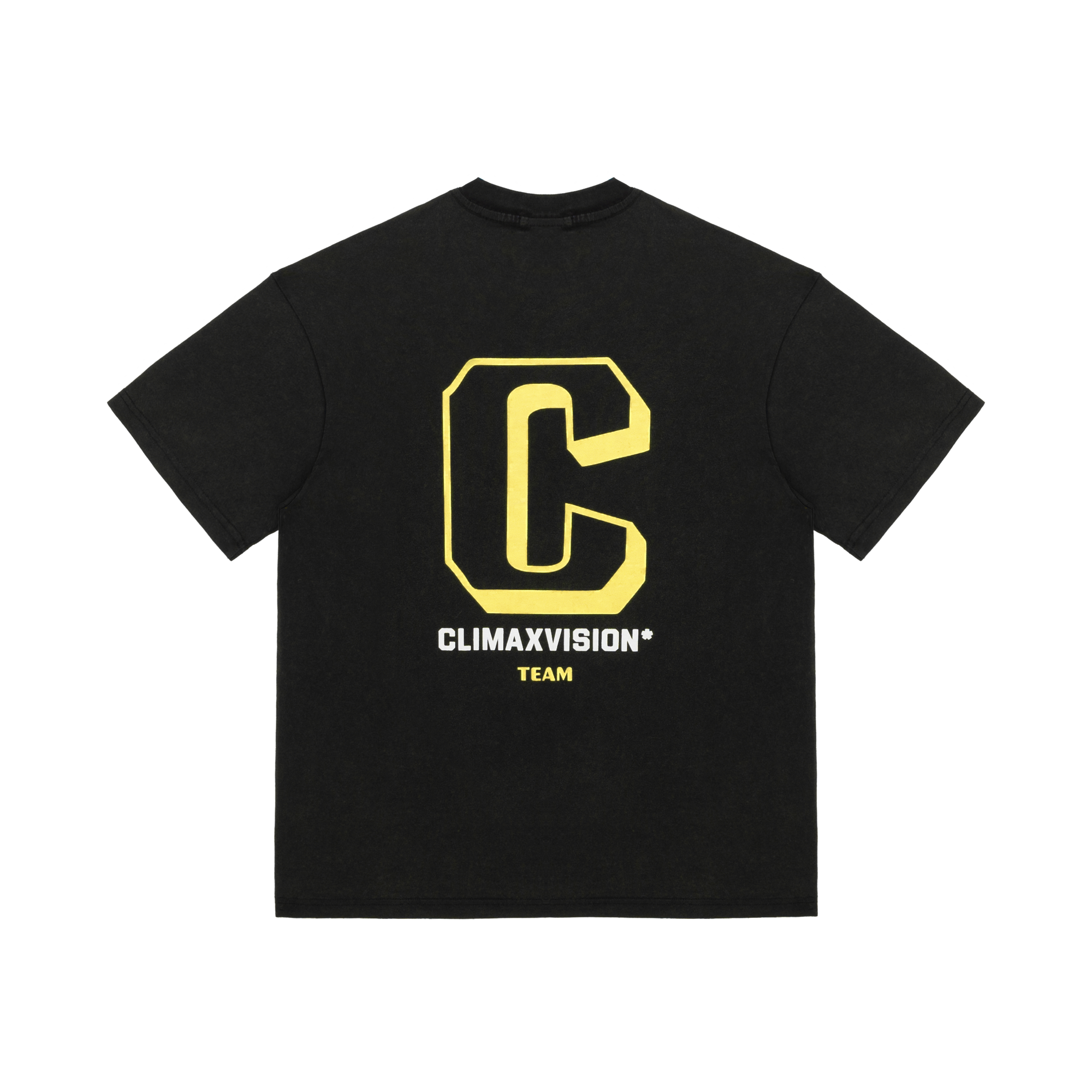 Black And Yellow Washed Retro C Logo Print Short Sleeves