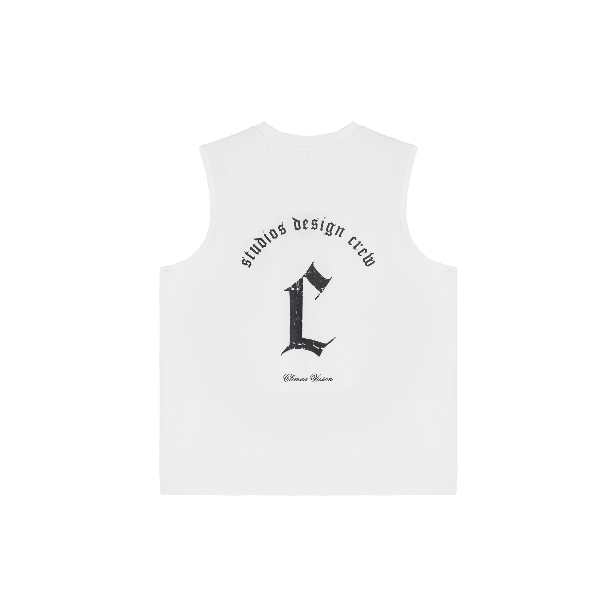 White Distressed C-print Casual Sports Vest