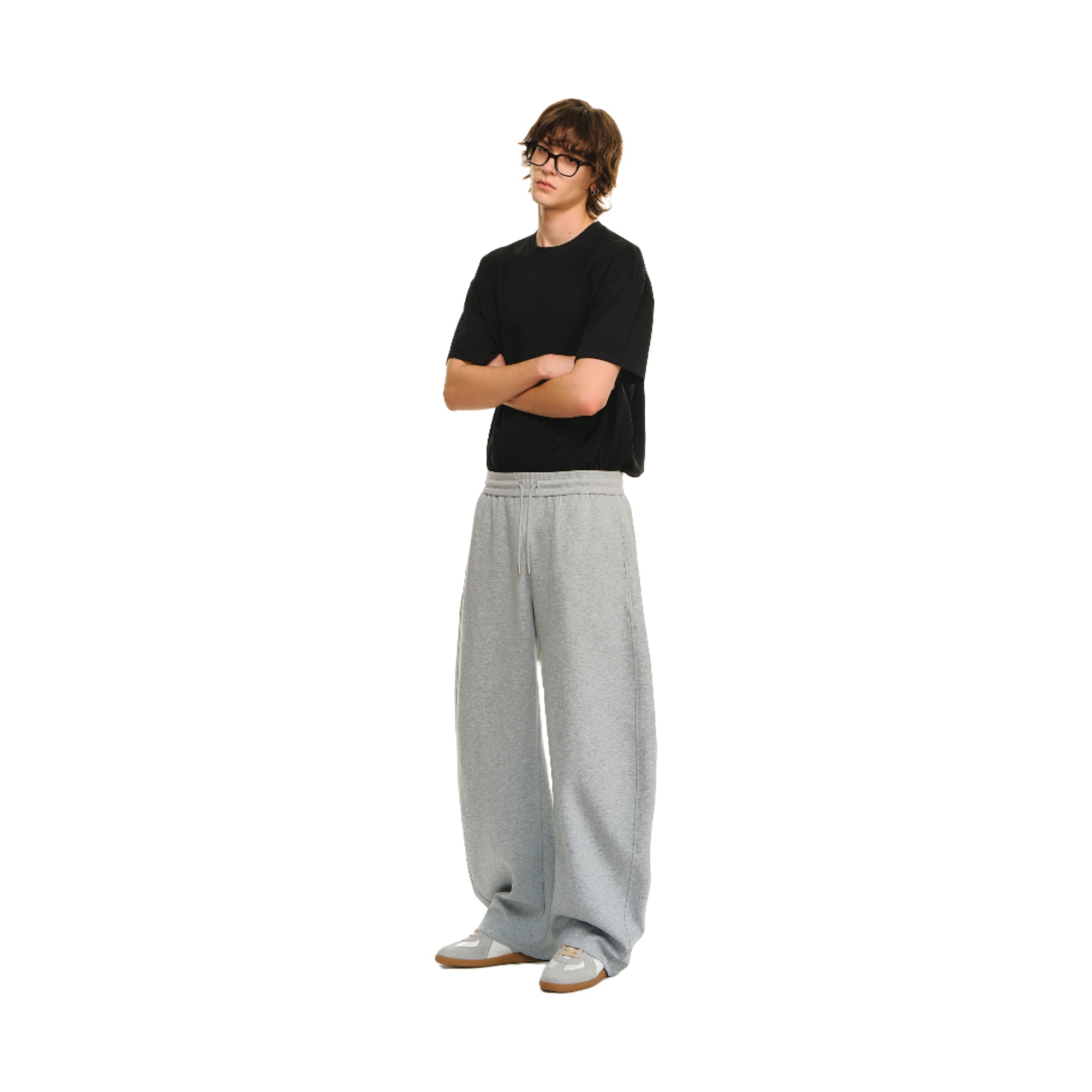 Light Gary Structured Machete Cut Slouchy Banana Sweatpants