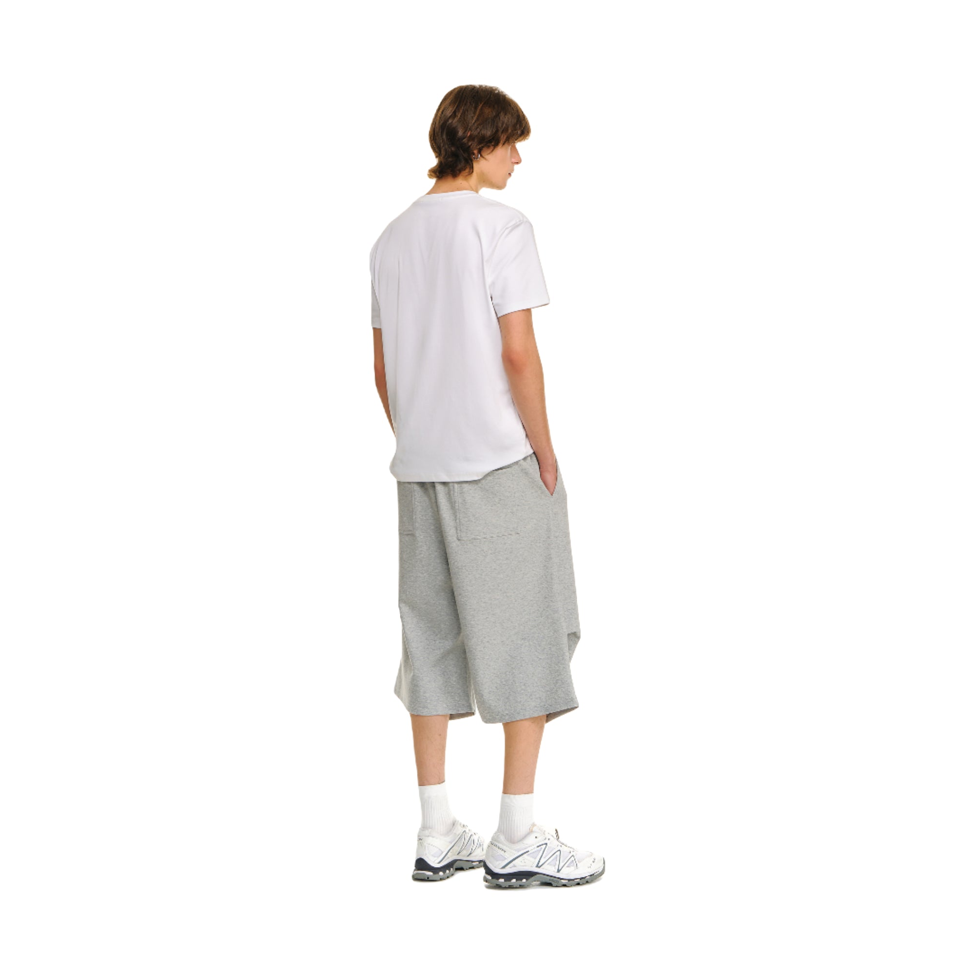 Grey Air Layer Sports Scimitar Cropped Pants