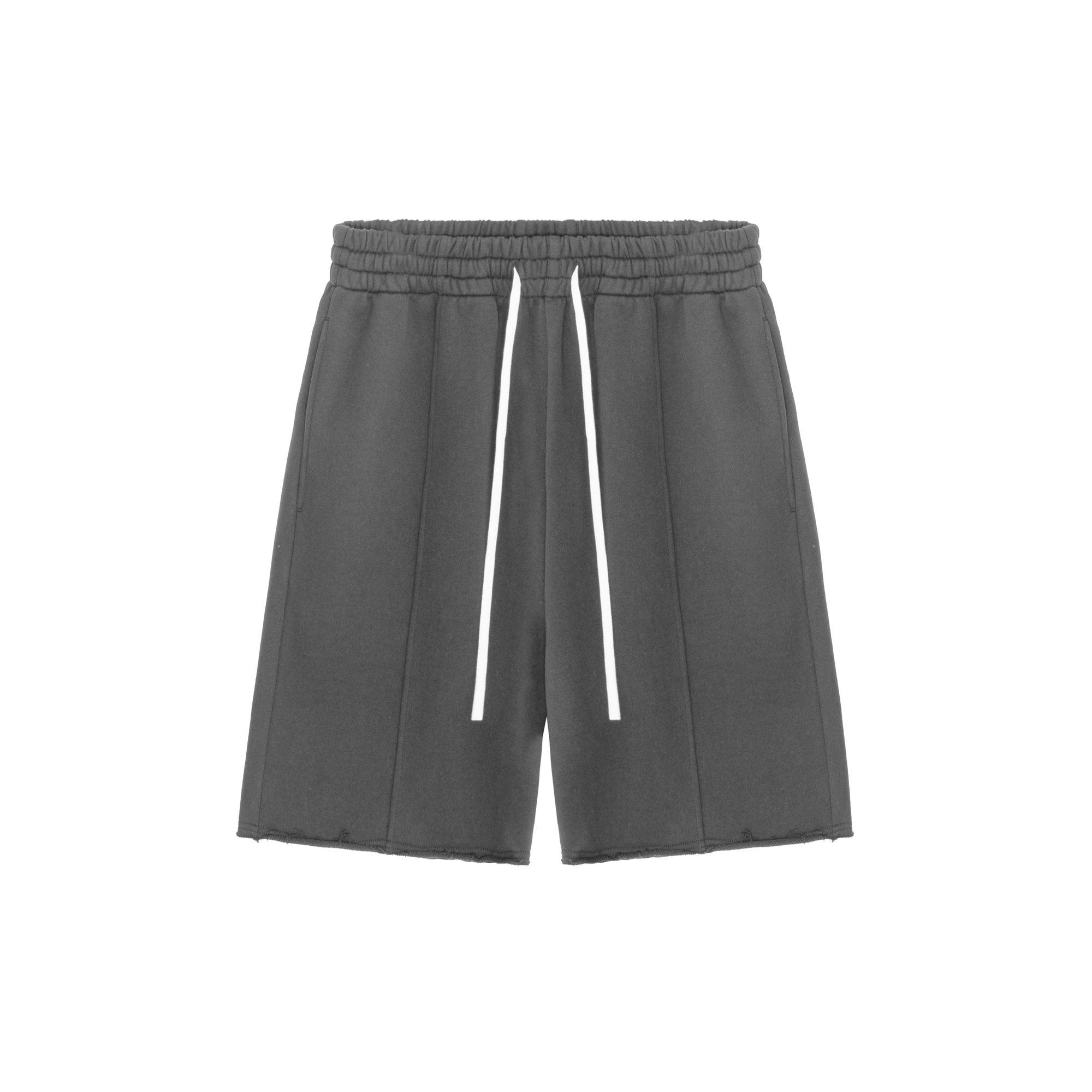Grey Raw Hem Center Panel Shorts