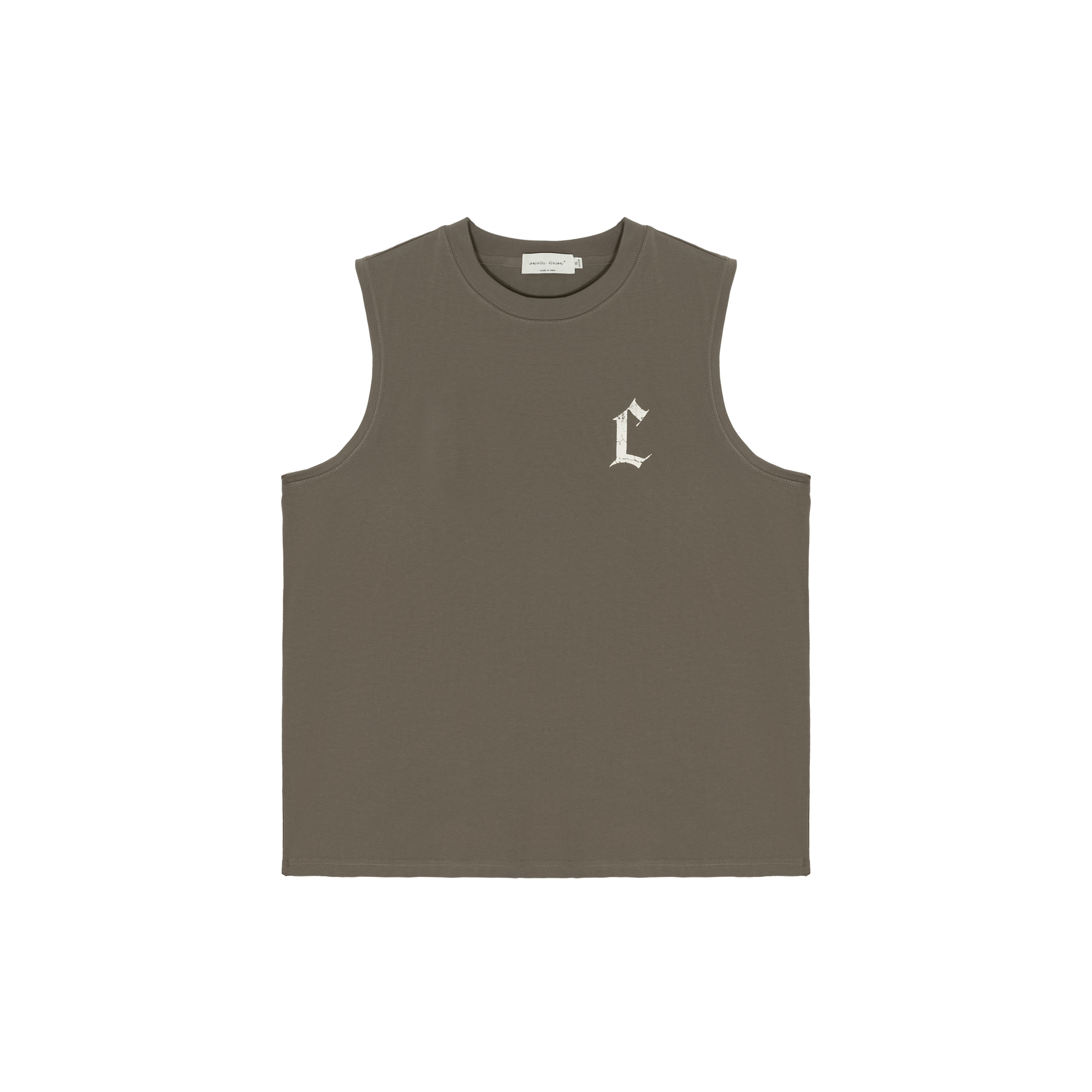 Brown Distressed C-print Casual Sports Vest