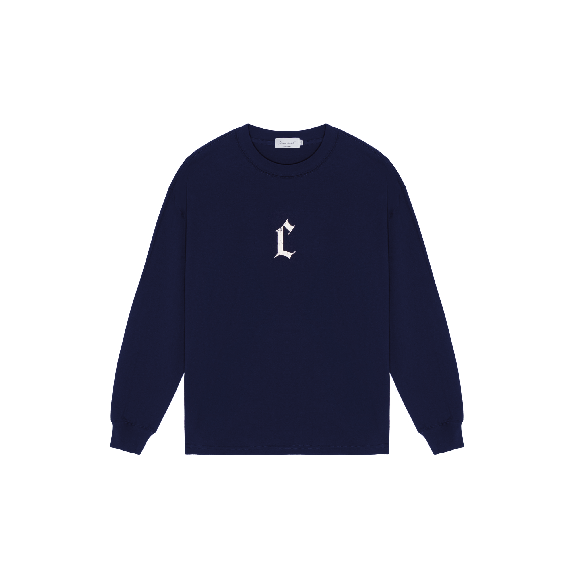 Navy Distressed Printed C Letter Long Sleeves