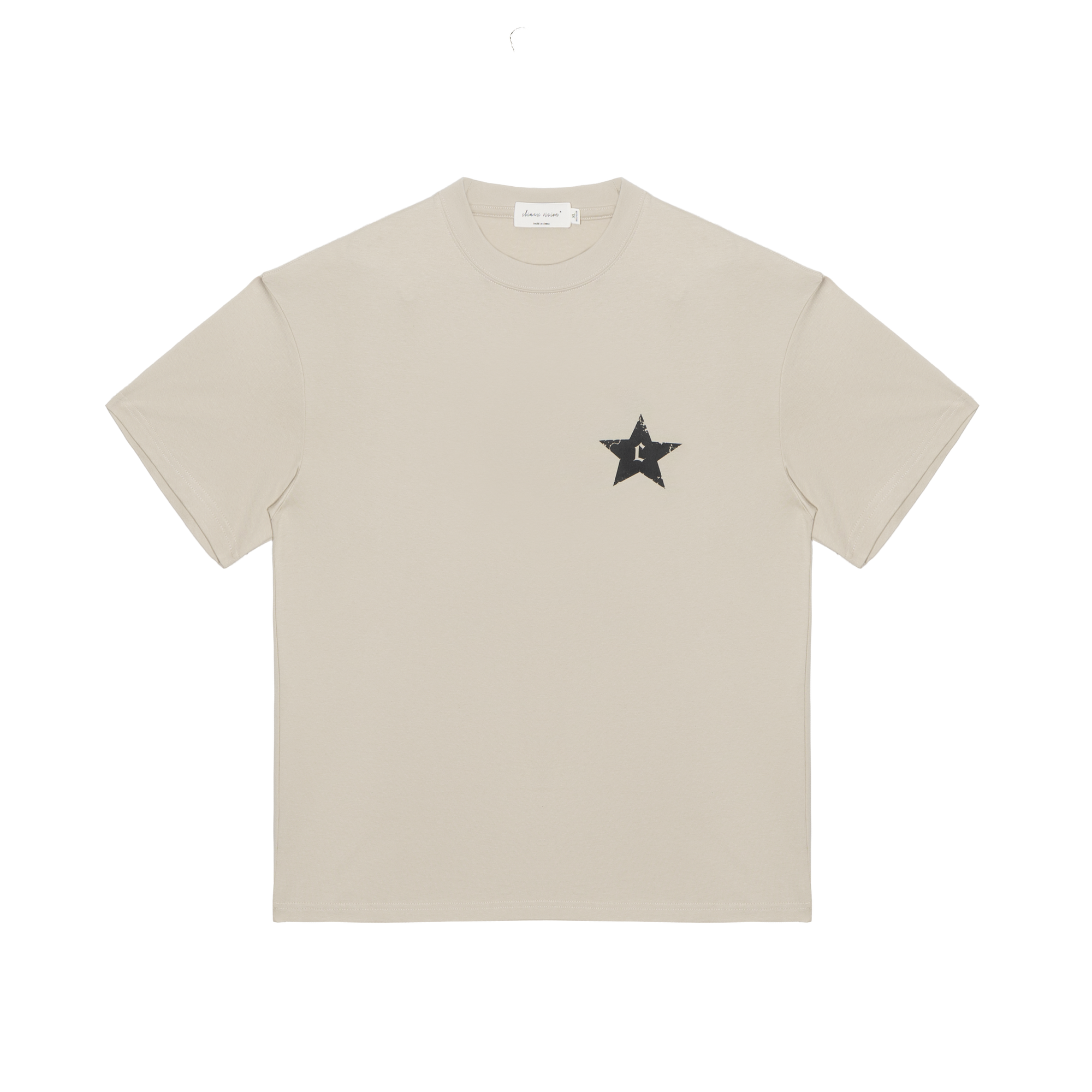 Wheat-colored Damaged Star C-shaped Short Sleeves