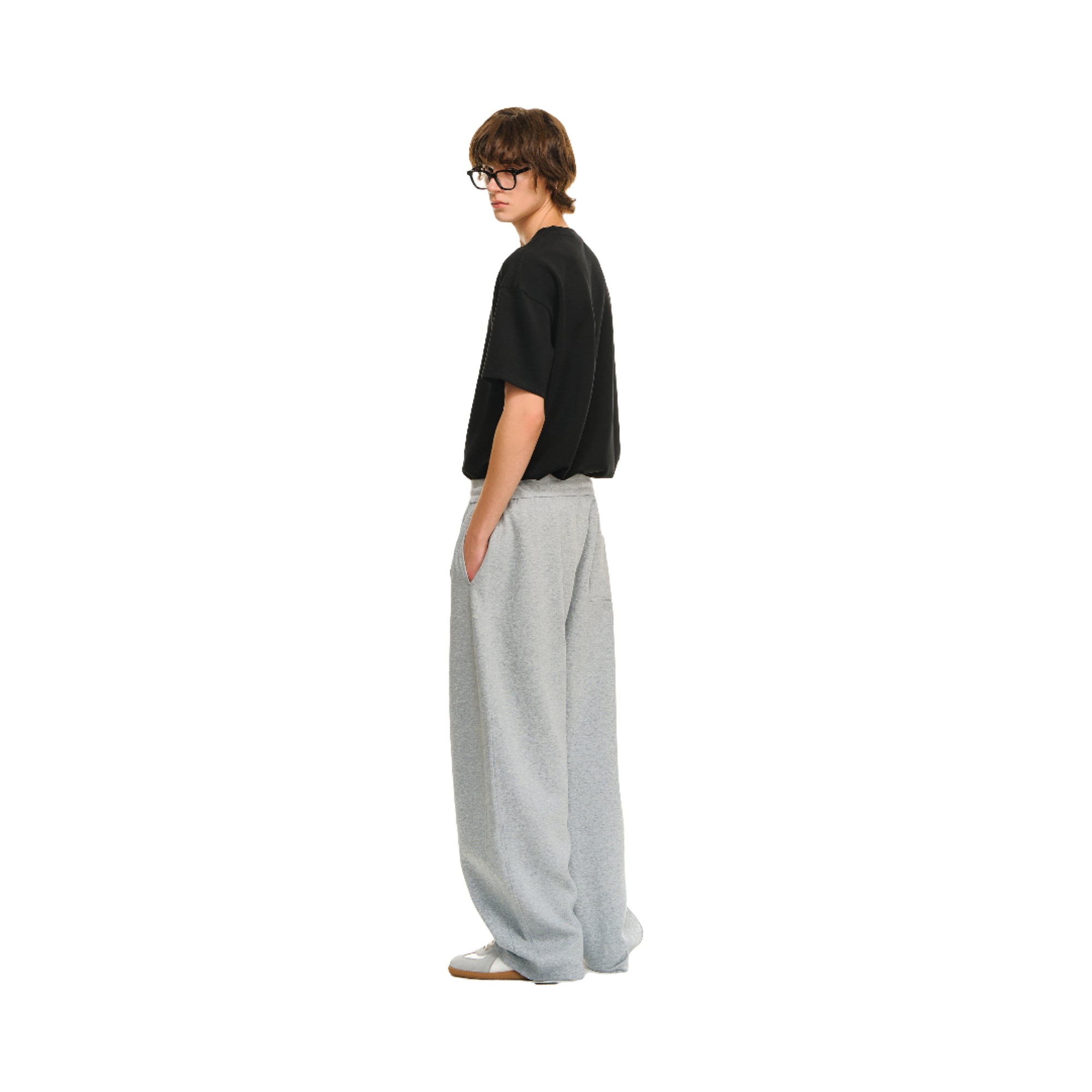 Light Gary Structured Machete Cut Slouchy Banana Sweatpants