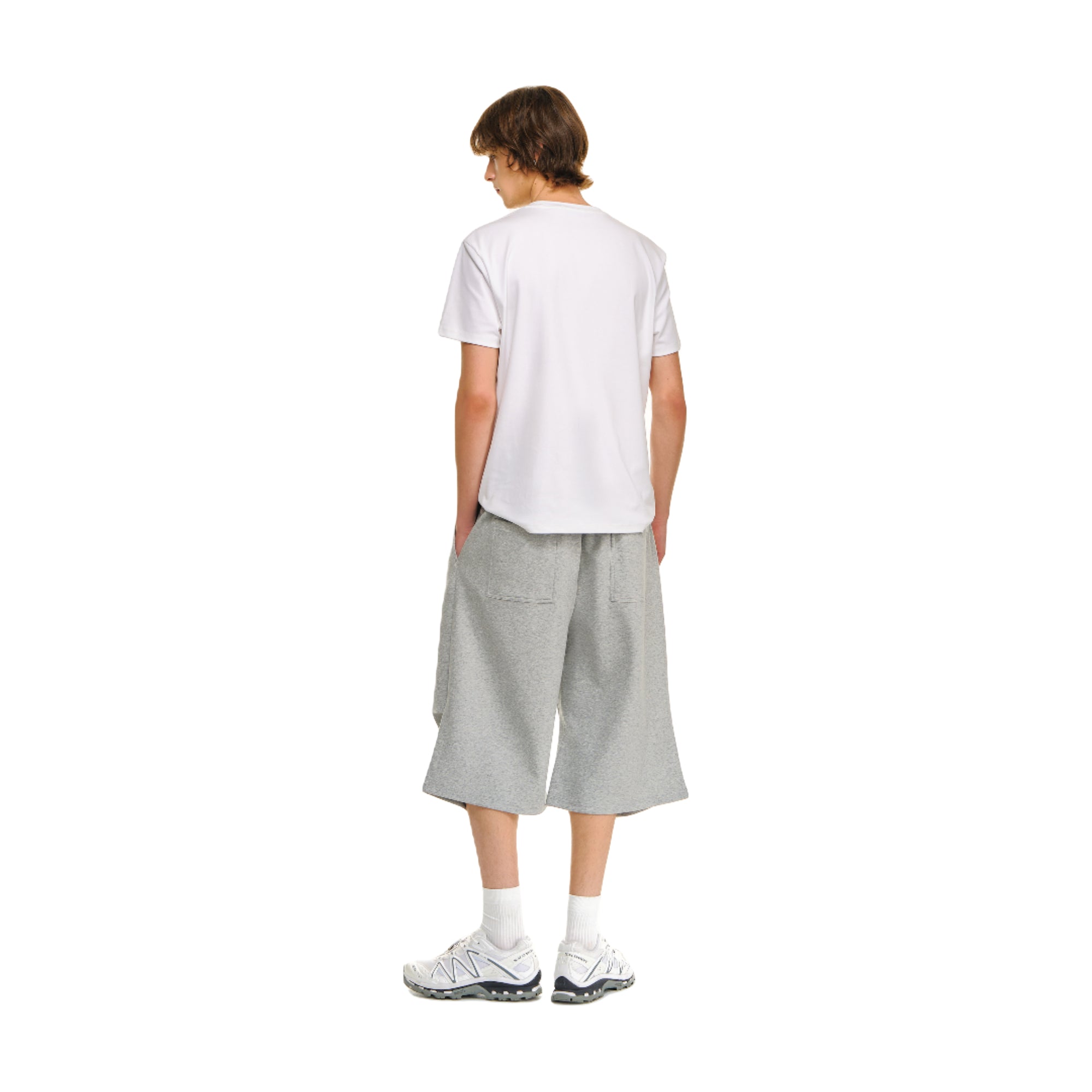 Grey Air Layer Sports Scimitar Cropped Pants