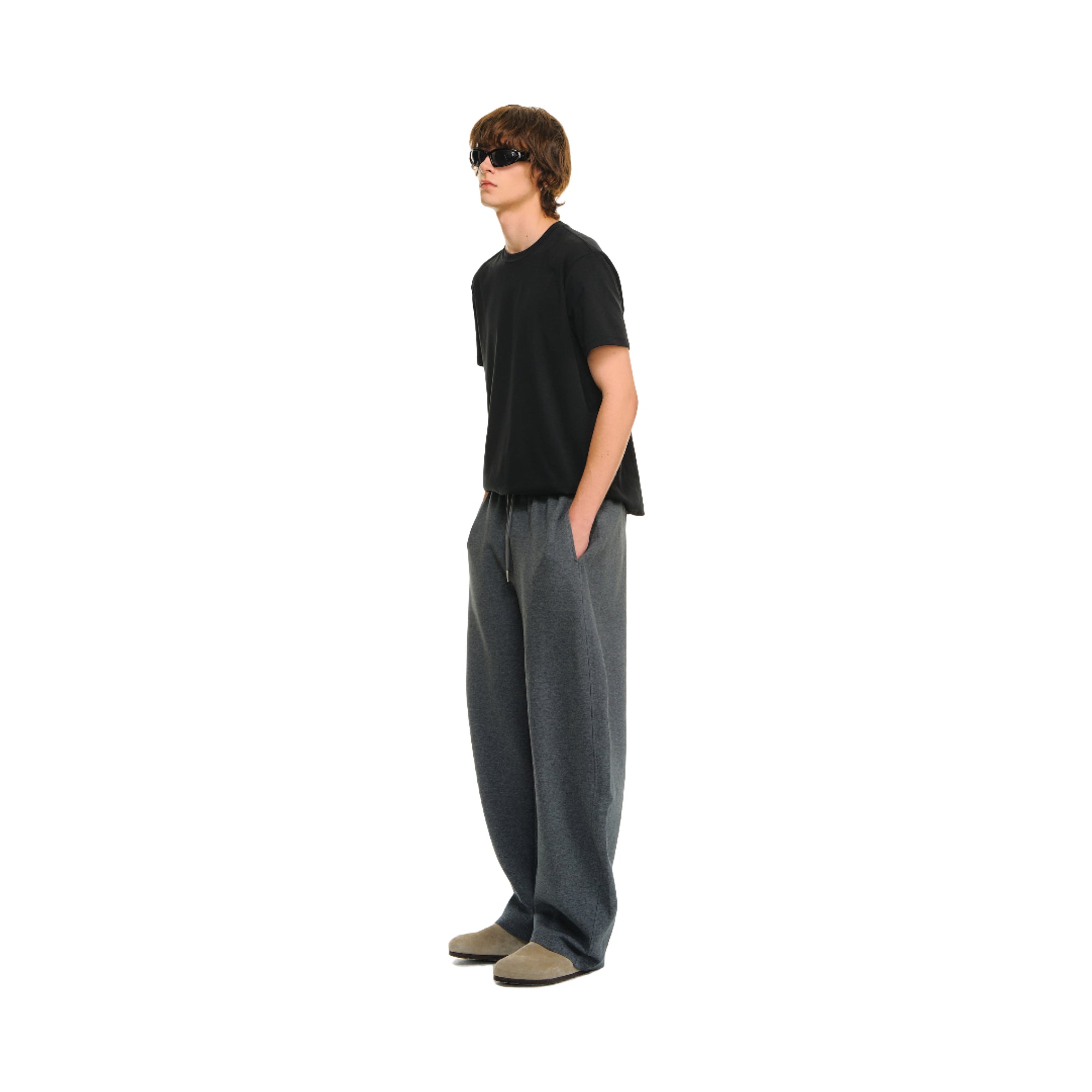 Dark Grey Structured Machete Cut Slouchy Banana Sweatpants