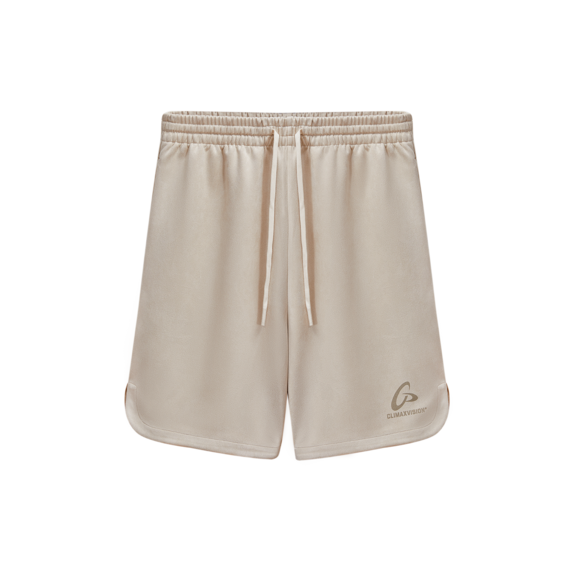 Beige Frisbee Print Suede Shorts
