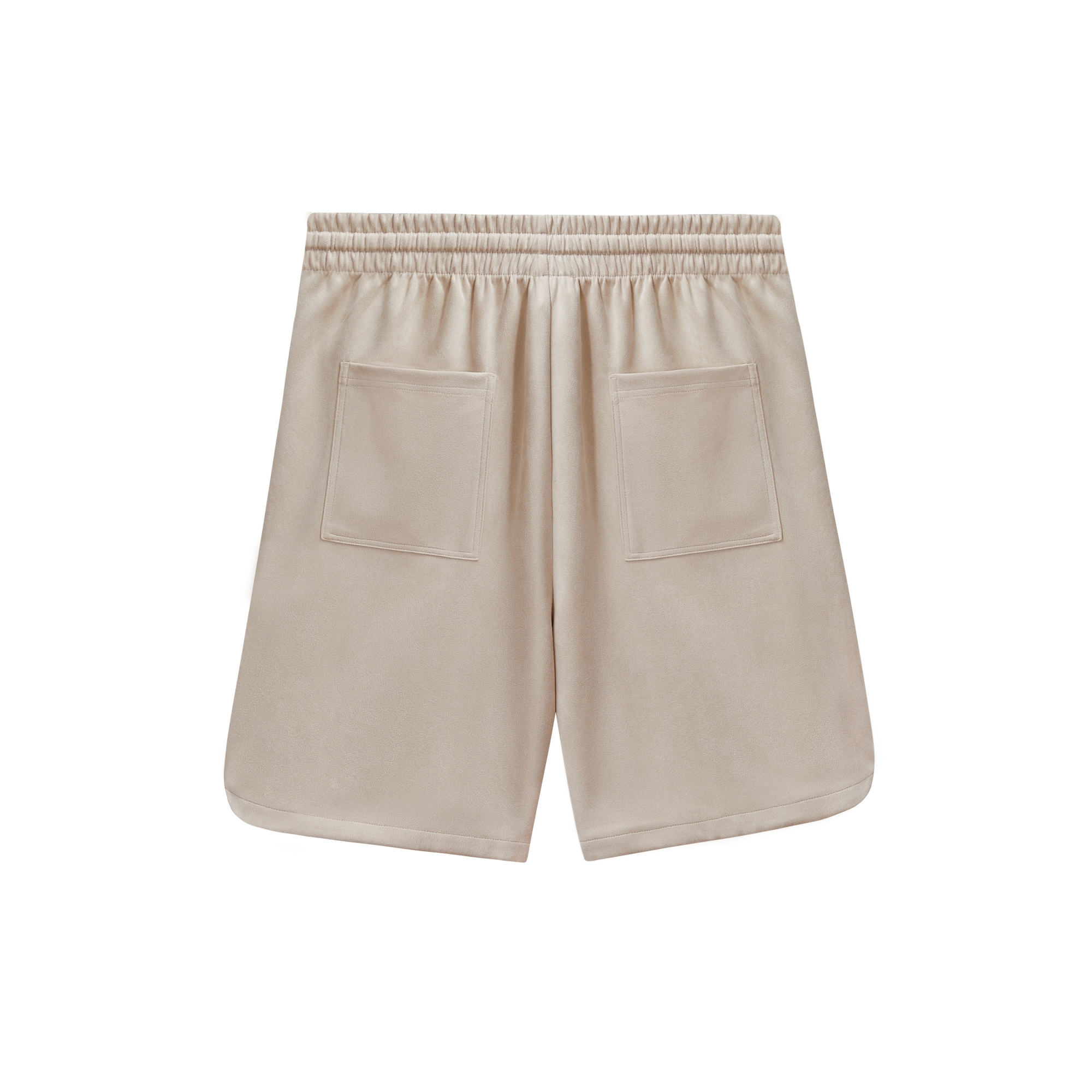 Beige Frisbee Print Suede Shorts