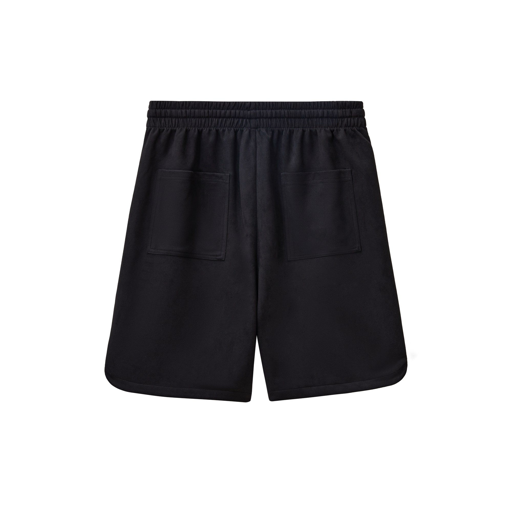 Black Frisbee Print Suede Shorts