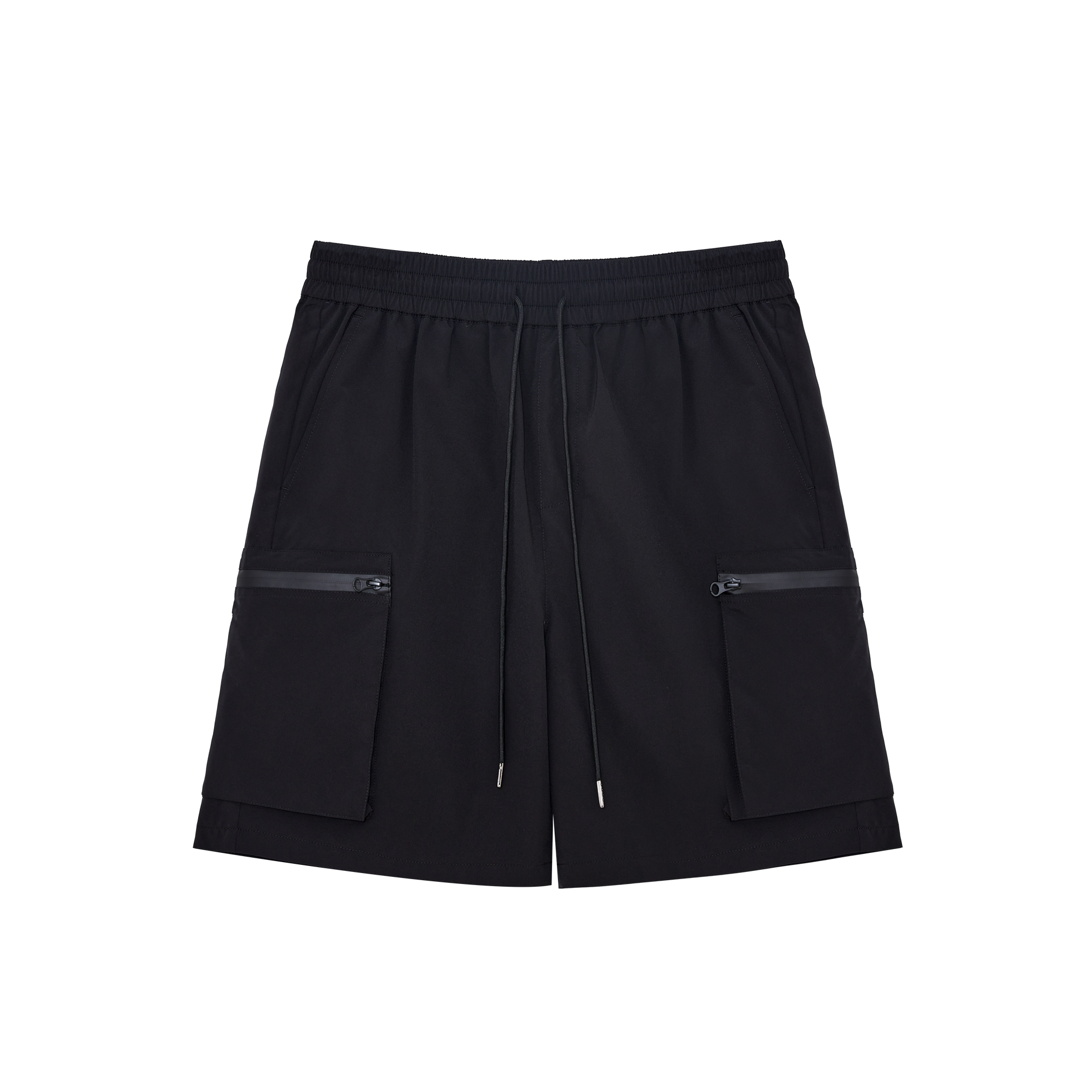 Black Pocket Zip Woven Shorts