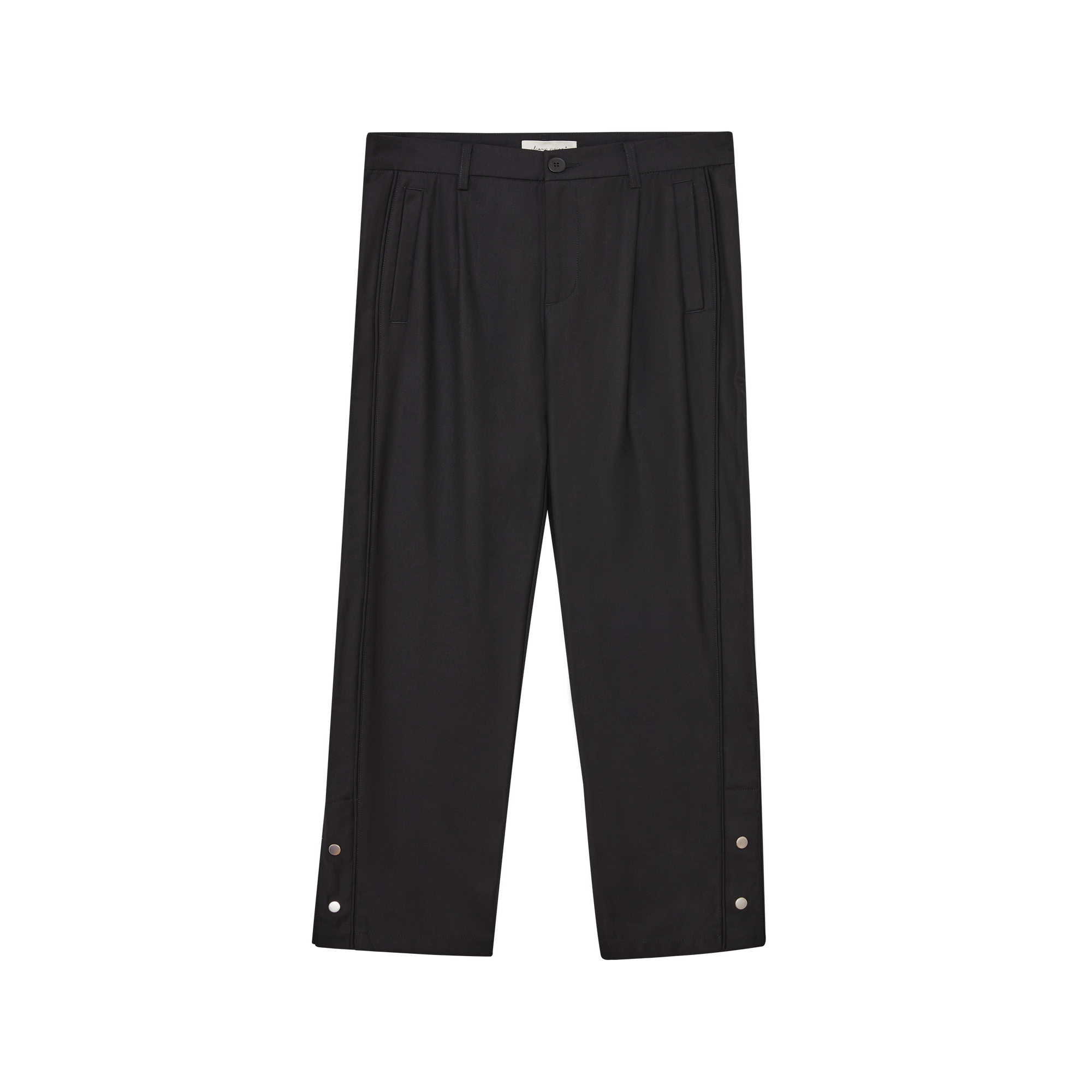 Black Button Slit Drape Casual Suit Pants