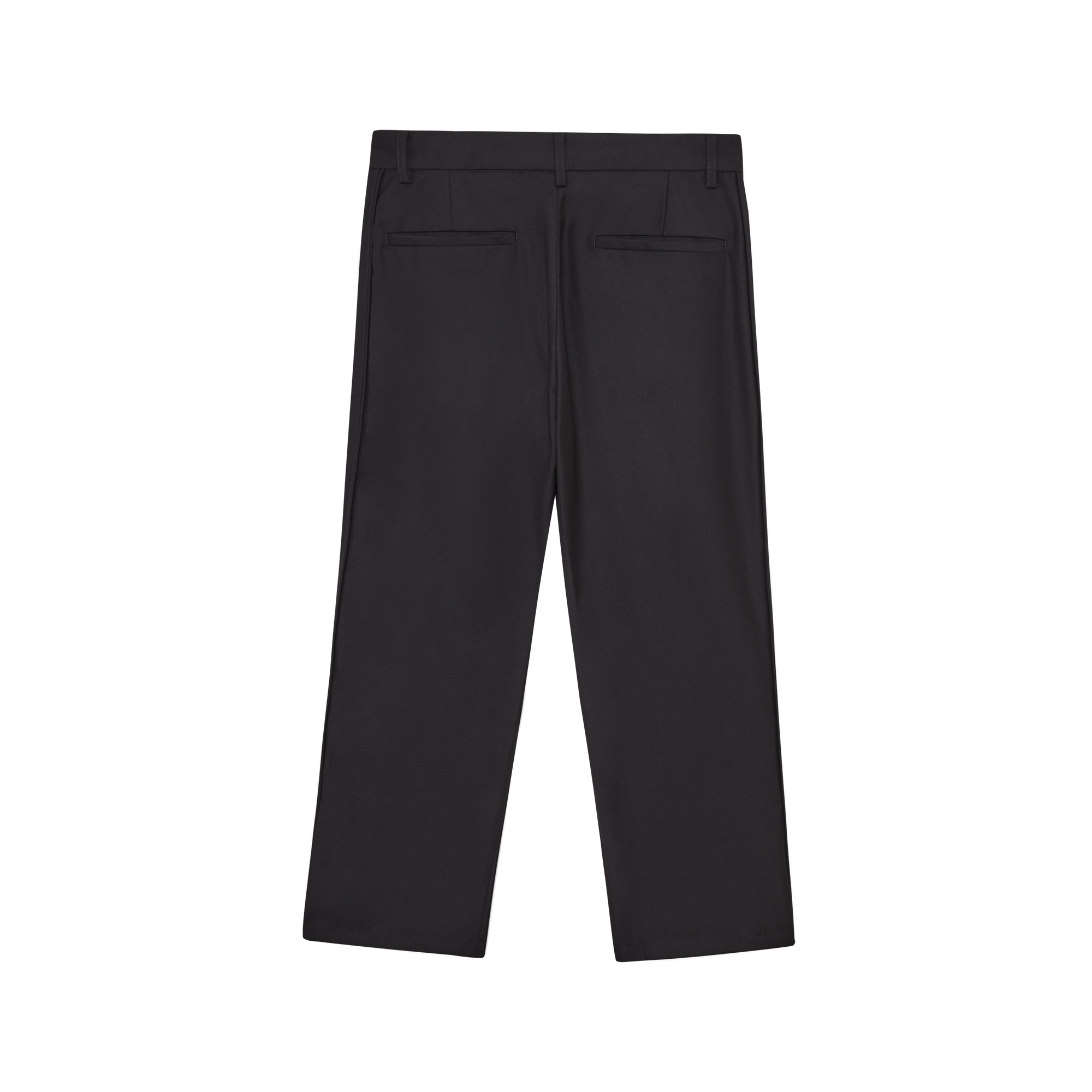 Black Button Slit Drape Casual Suit Pants