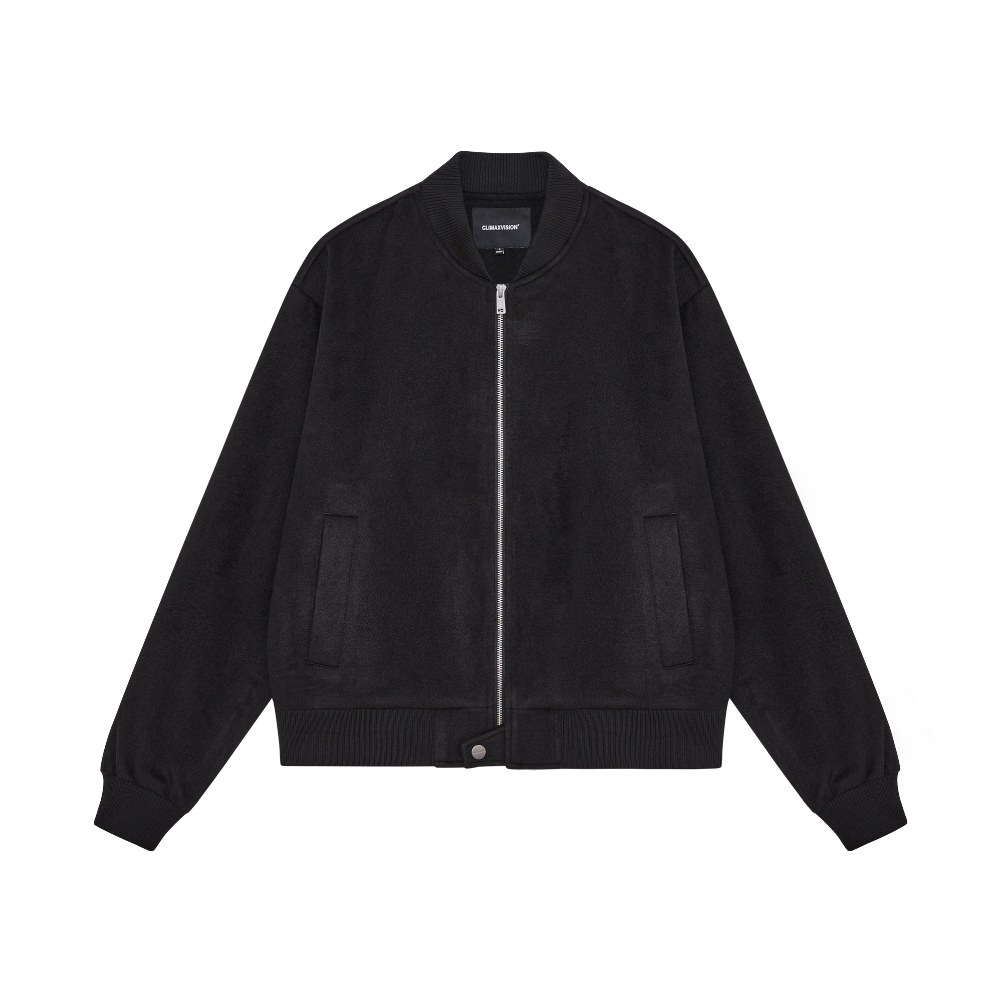 Black Double-Zip Woolen Jacket