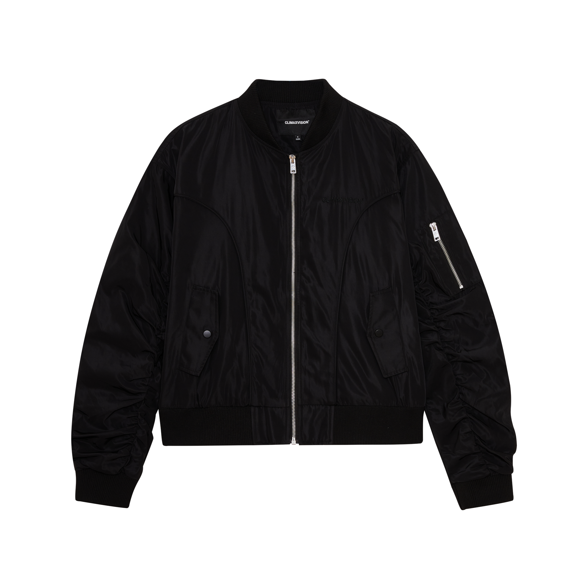 Black Ruched MA1 Bomber Jacket