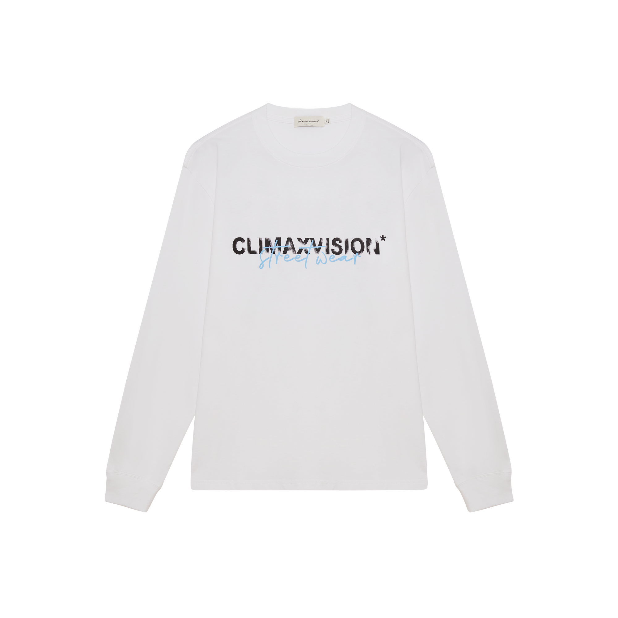 White Distressed Contrasting Lettering Long-sleeved T-shirt