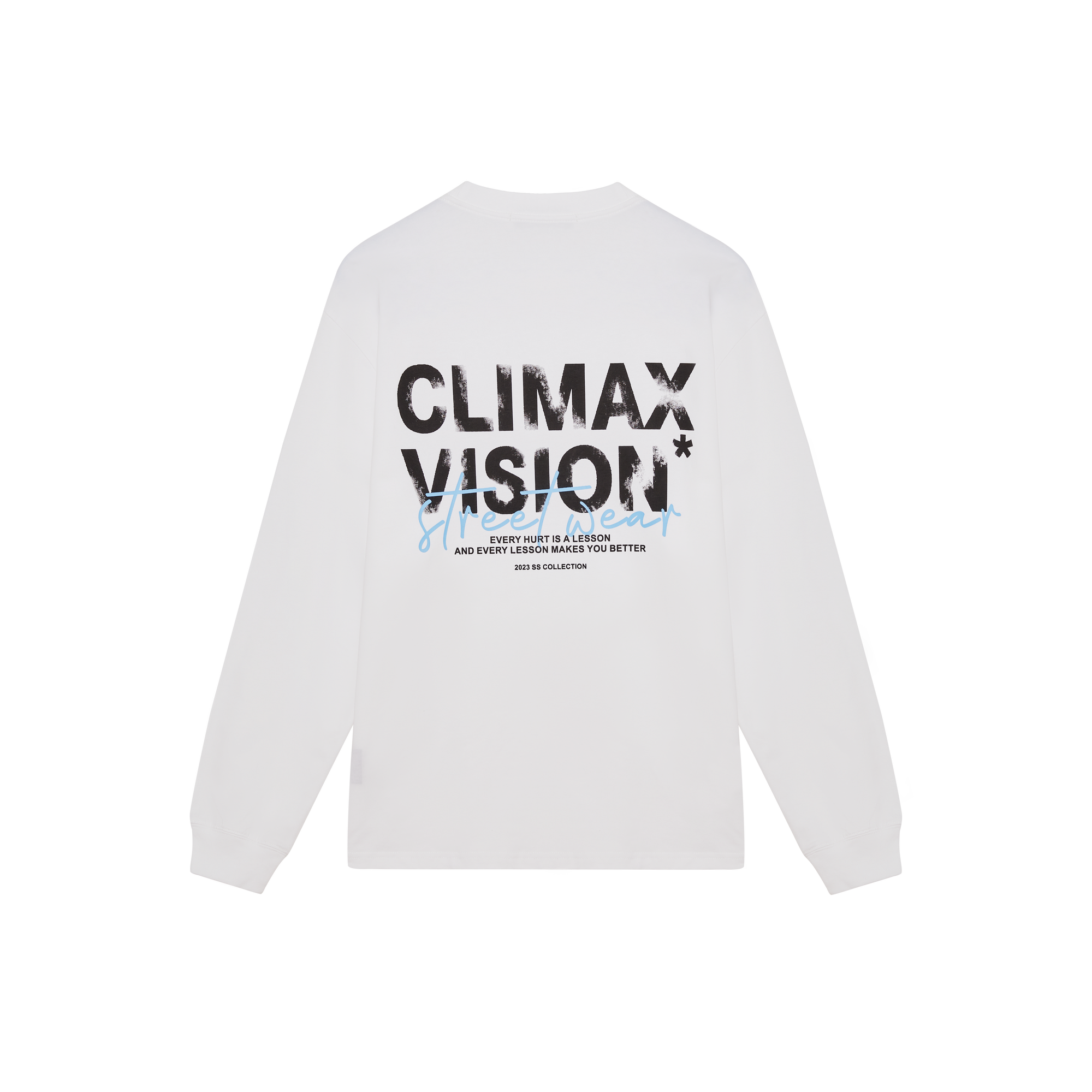 White Distressed Contrasting Lettering Long-sleeved T-shirt