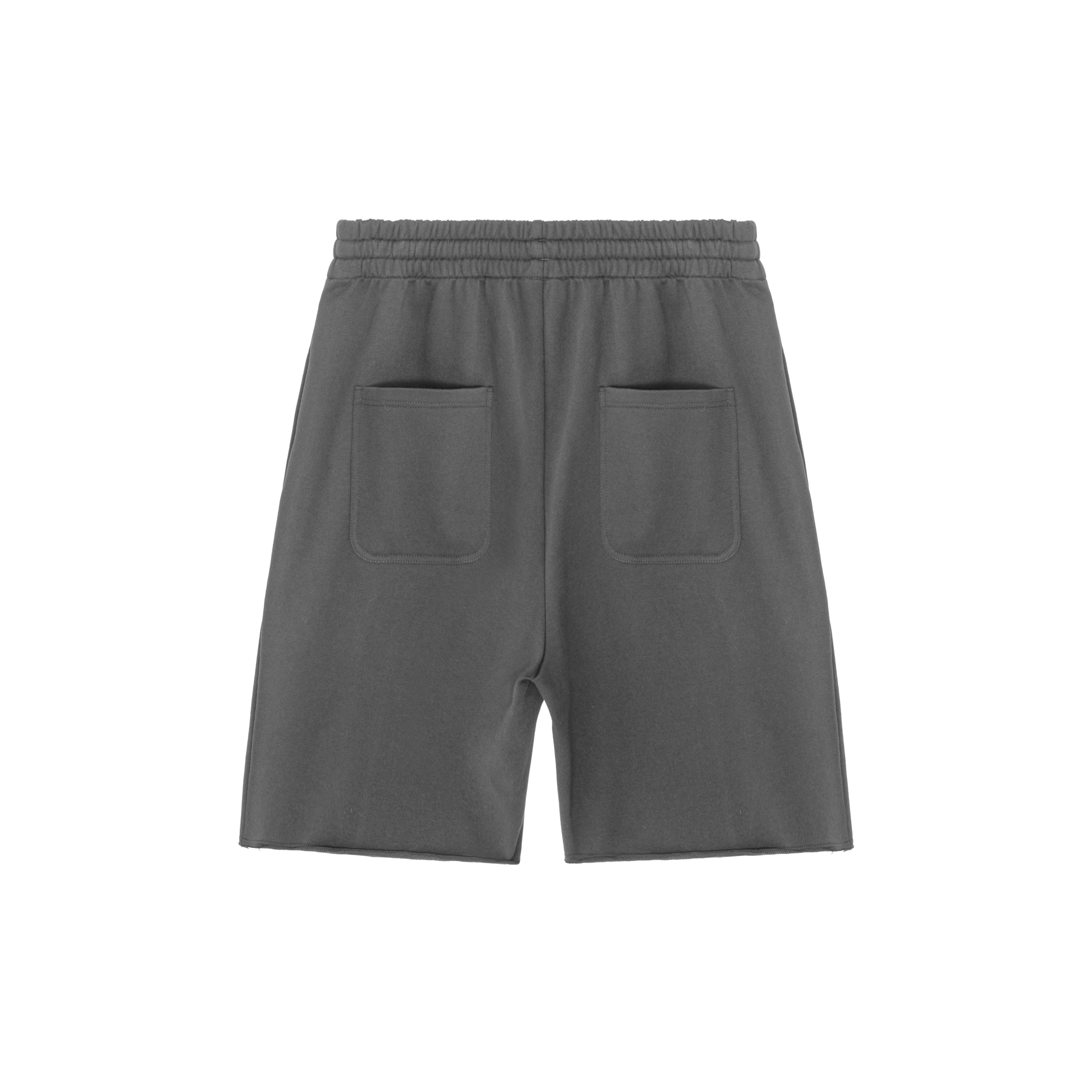 Grey Raw Hem Center Panel Shorts